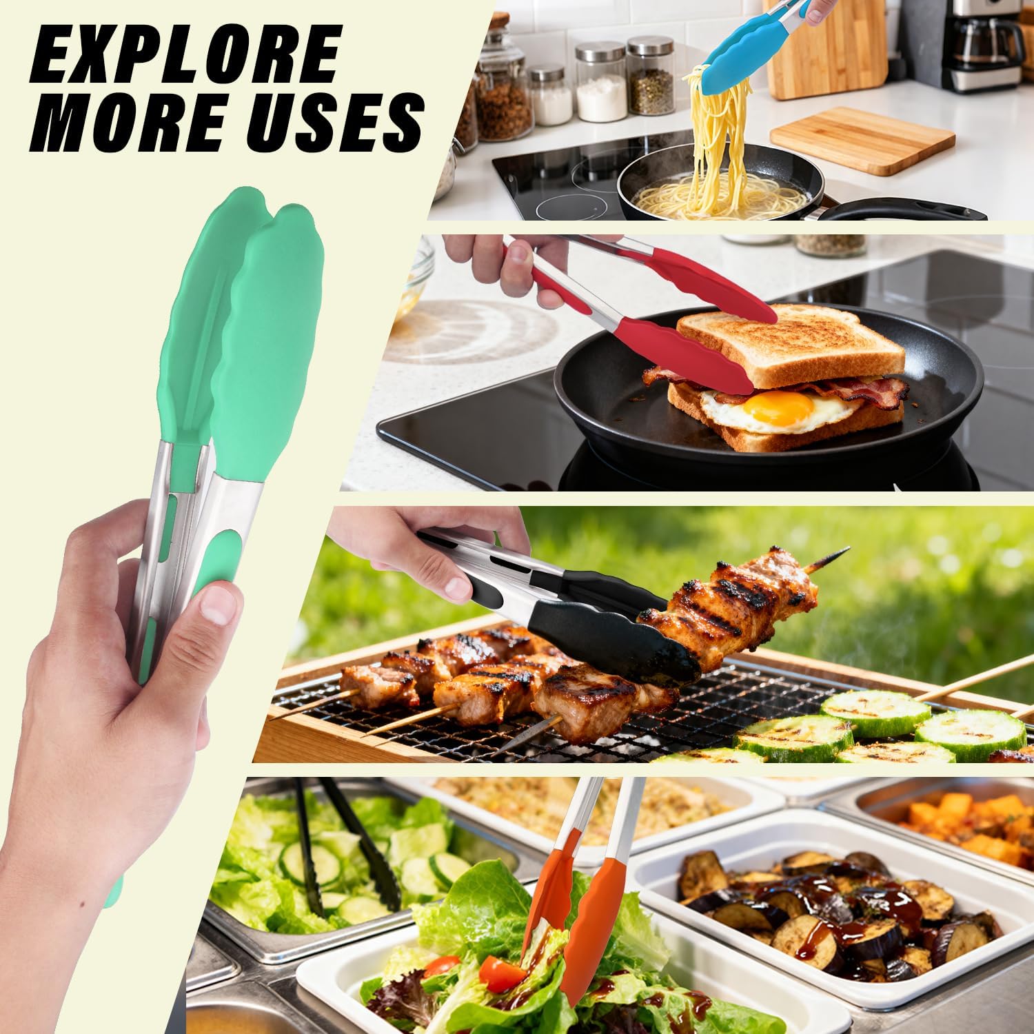 7 Inch Silicone Kitchen Tongs,Heat Resistant Cooking Utensils