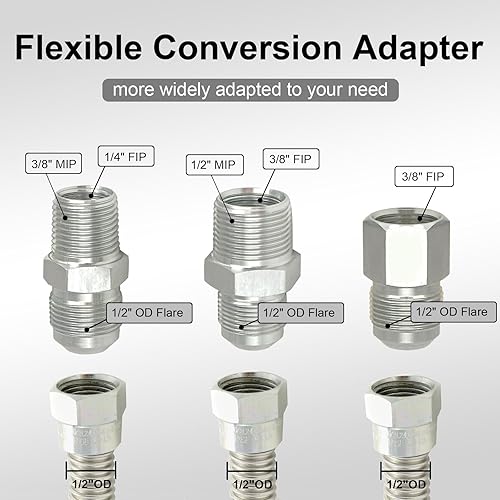 Miniatura 9 de TT FLEX Kit de conector de gas, manguera de gas flexible de acero inoxidable de 36 pulgadas con revestimiento amarillo para calentador de agua a