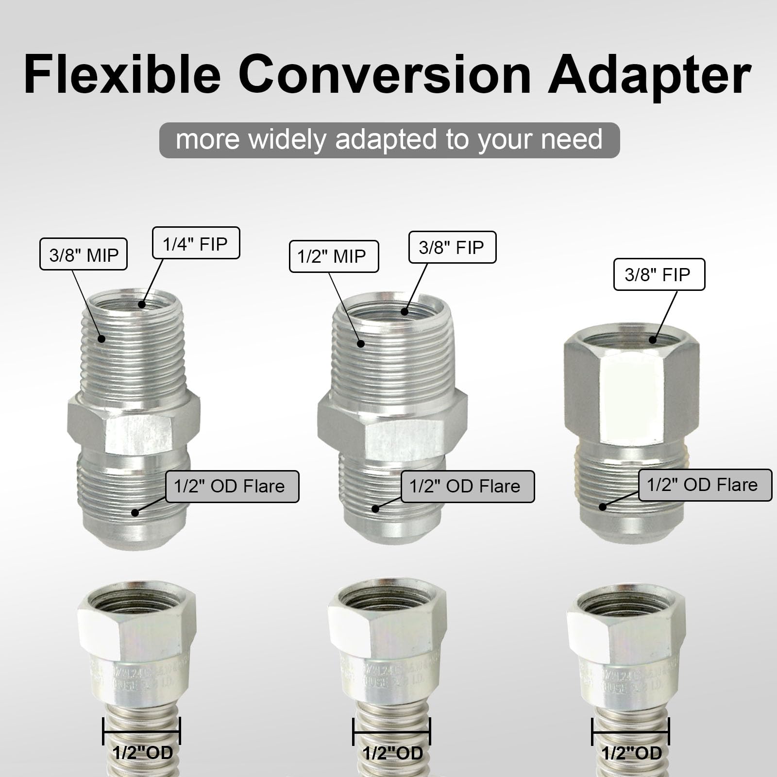 3囗煤气台 TTFLEX 22 Inch Flexible Gas Line Kit with 1/2