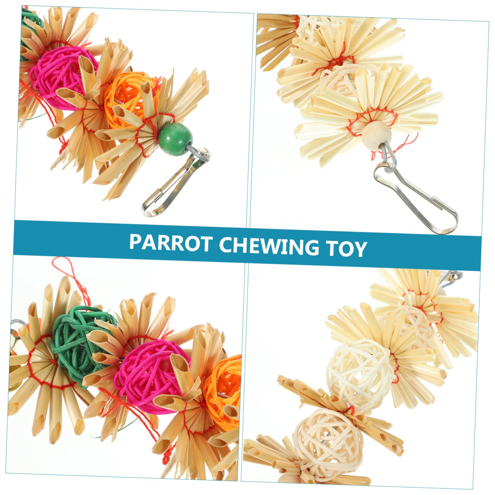 Jouet à Mordre pour Perroquet 2pcs en Rotin Suspendu de Boule, Jouets pour Oiseaux Petits et Moyens, pour Cockatiel et Perruche Couleur Aléatoire