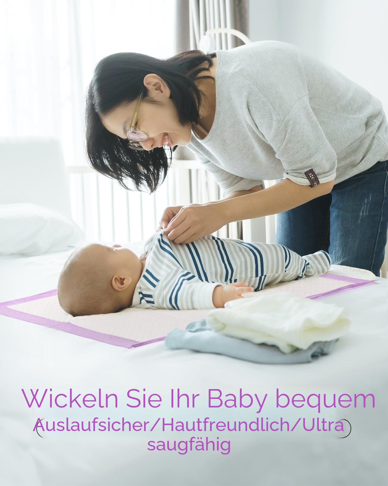 Einweg-Wickelunterlagen für Babys, ultraweich, wasserdicht, 33 x 45,7 cm, 100 Stück