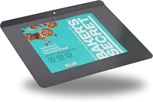 Miniatura 7 de Baker's Secret 2 bandejas aisladas para galletas de 16 x 14 pulgadas, doble pared aislada de acero al carbono, para hornear, asar y cocinar, apta