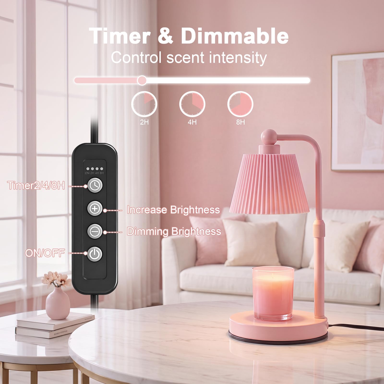 FSBZ - Lampada scalda candela con timer, colore: Rosa