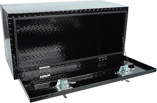 Miniatura 3 de PRFFWK Caja de herramientas de remolque de aluminio resistente de 36 x 17 x 18 pulgadas caja plana para debajo de la carrocería caja de herramientas