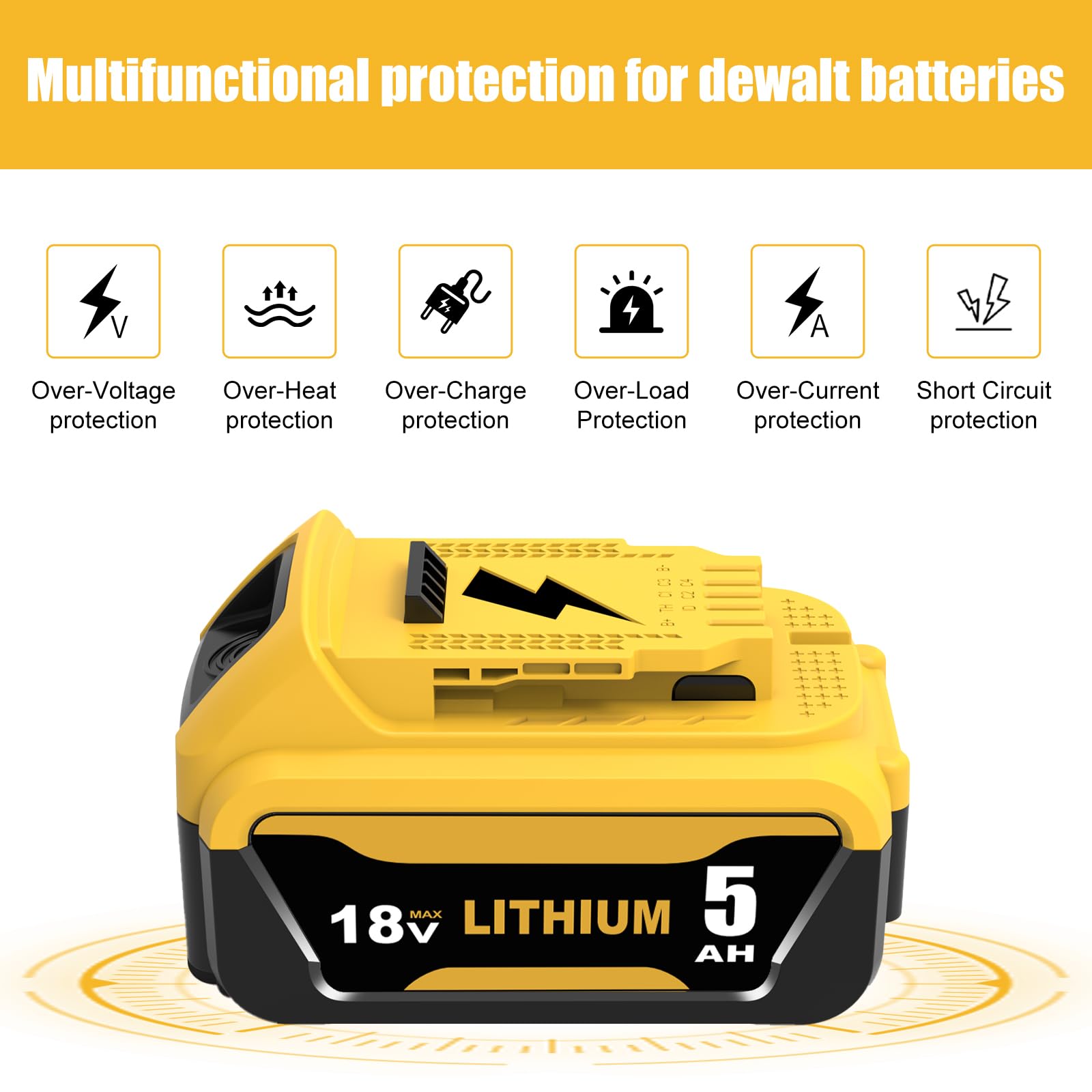 4pcs 5000mAh sostituzione per Dewalt batteria 18V DCB180 DCB181 DCB182 DCB184 DCB200 DCB201 DCB204 con indicatore LED