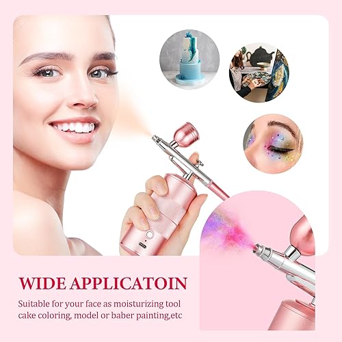 Miniatura 3 de Kit de aerógrafo con compresor, aerógrafo de mano recargable, cepillo de aire inalámbrico profesional inalámbrico portátil para arte de uñas,