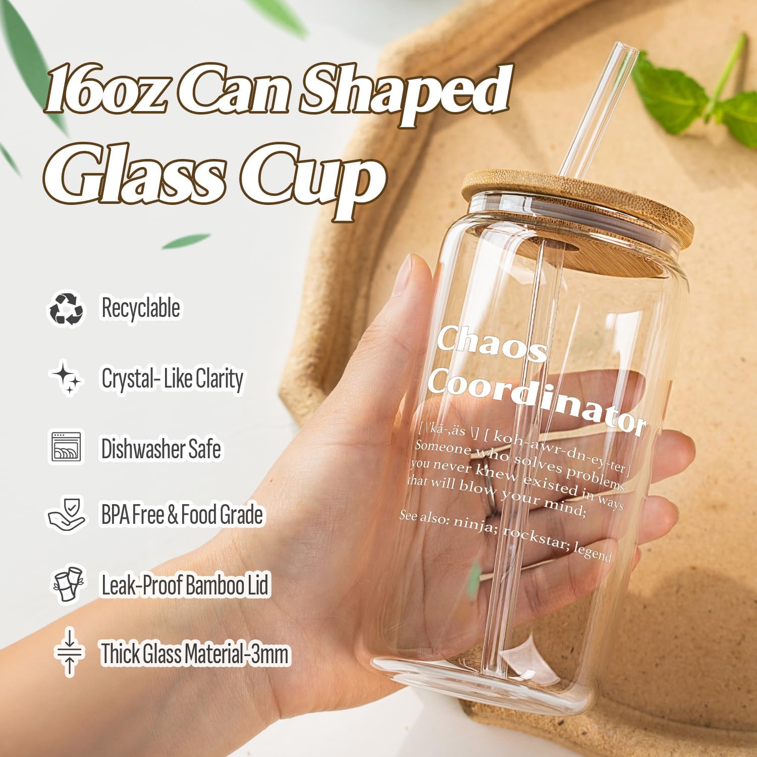 Thank You Gifts for Chaos Coordinator, Boss Gifts for Women on Birthday Christmas Boss Day Office Gift for Coworkers Employees Manager Mom Friend Men, Teacher Appreciation Gift, 16oz Glass Cup - Image 6