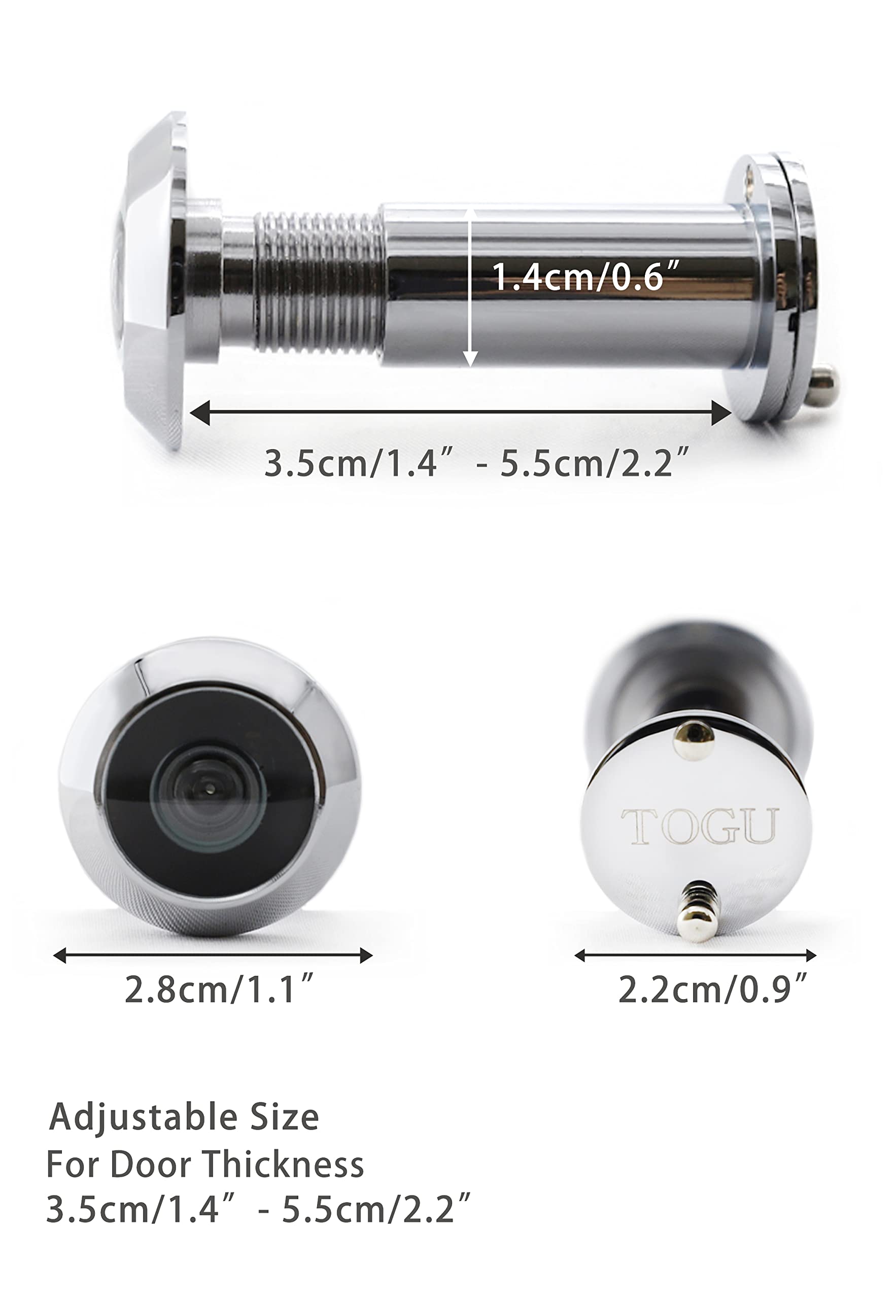 Togu tg3016yg-pvd Gold Messing UL aufgeführten 220-degree Türspion mit Heavy Duty Sichtschutz, für 1–3/20,3 cm zu 2–1/15,2 cm Türen, PVD Gold Finish