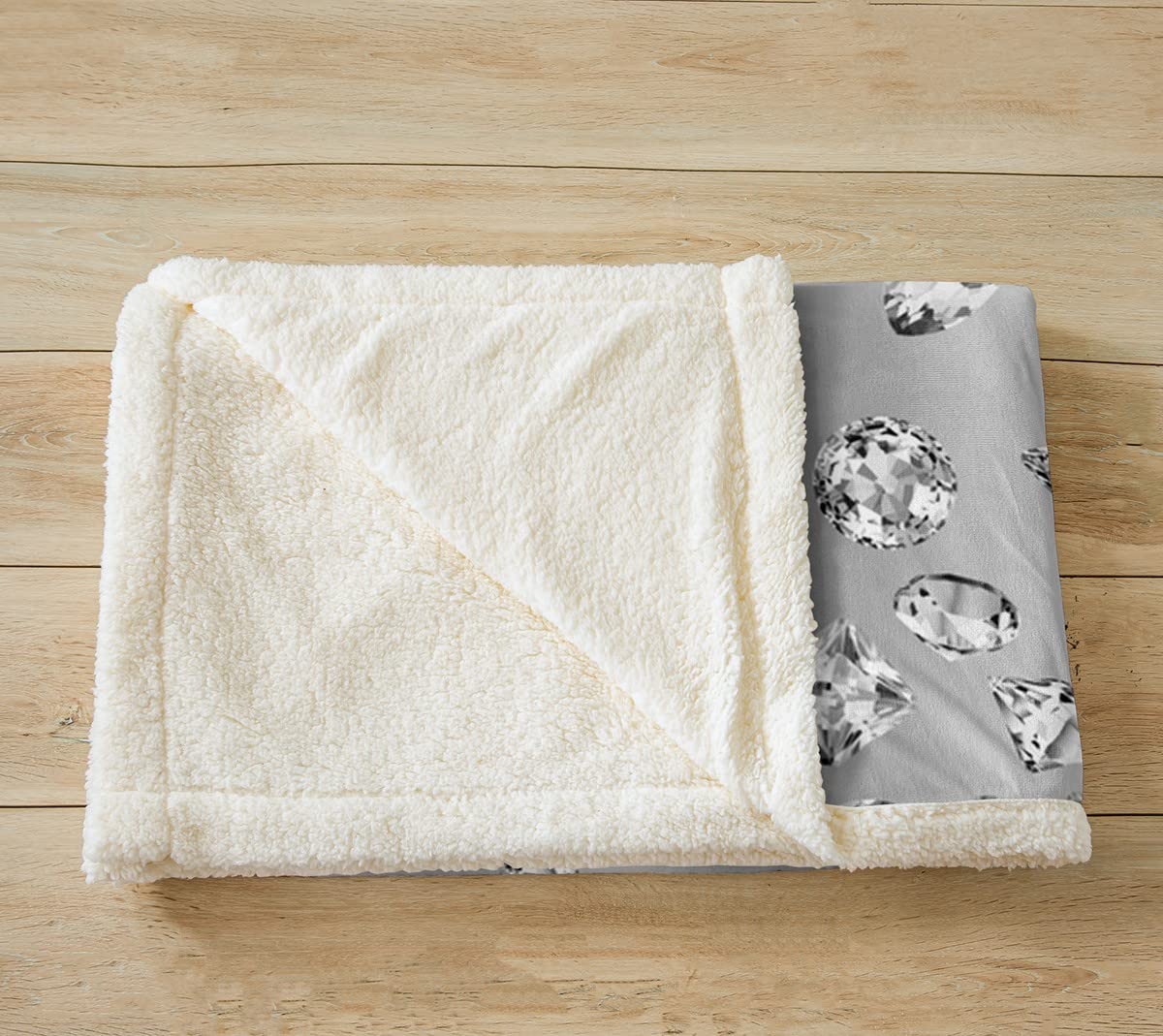 Loussiesd Silver Glitter Throw Blanket (No Glitter) Blingations Grey Plush Blanket for Bed Sofa Kids Diamond Jewelry Sherpa Blanket Breathable Warm Fuzzy Blanket Double 60x79 Inch - Image 3