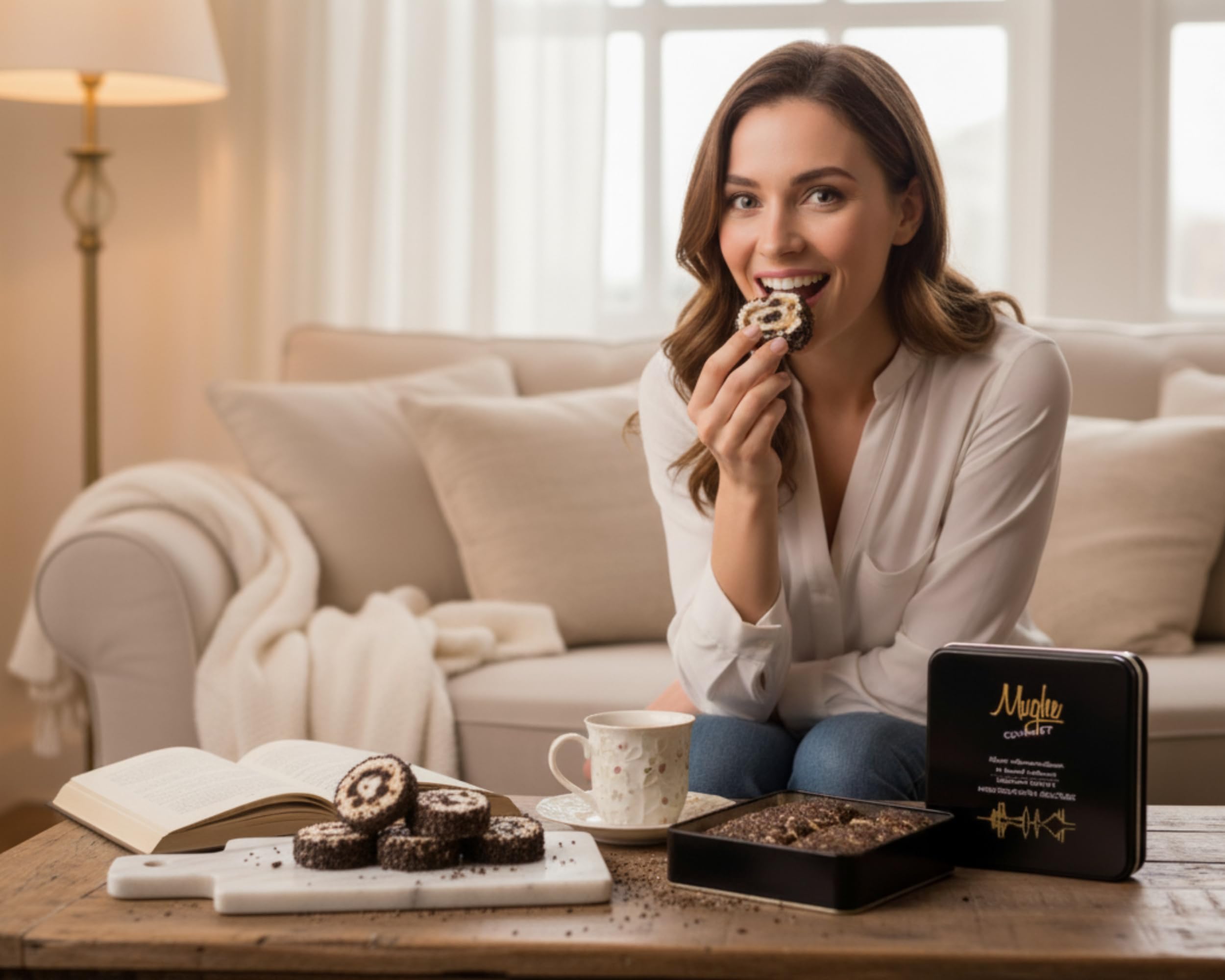 Mughe Gourmet Lokum Delicia Turca de Crema de Galleta Sándwich de Cacao – Lata de Regalo de 350 g