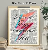 Vista 4 de David Bowie Wall Art Decor Poster - 8x10 Cool Unique Gift for Women, Men, Ziggy Stardust, 80s Music, Punk Rock Fan - Dictionary Print, Home