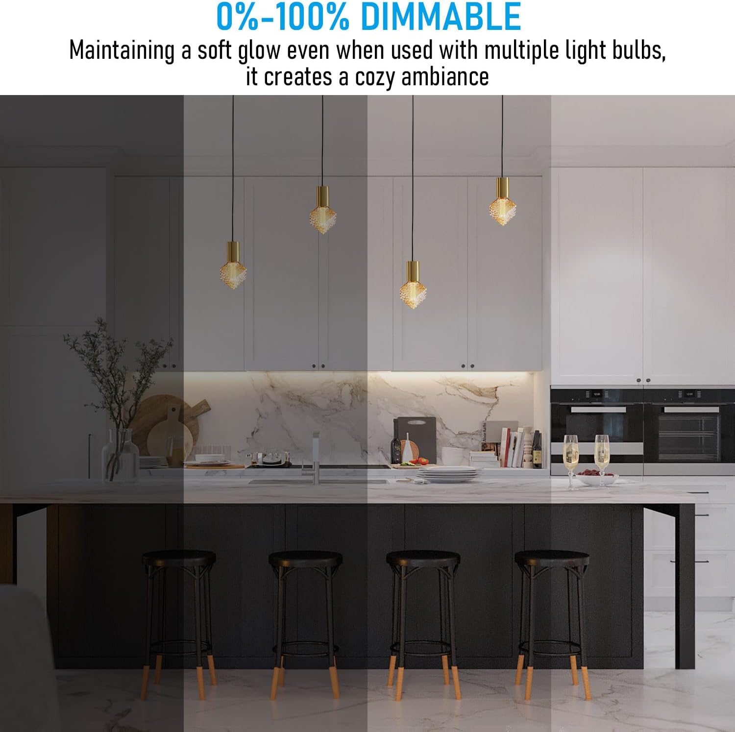 ESCENA Angular Aesthetics Series LED Decorative Light Bulb, Perfume Bottle Oversized Edison Bulb Dimmable 3.5W, E26, Unique Virtual Filament Vintage Bulbs, Amber Glass, 2000K Soft Warm, UL Listed