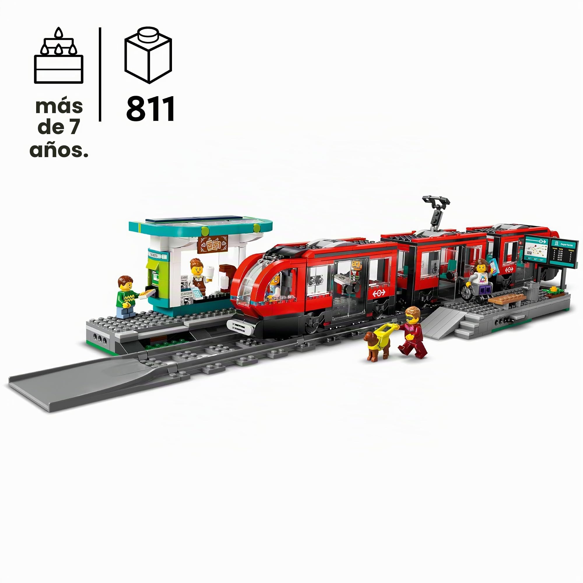 LEGO City Tranvía con parada (60423): Extensión de vías (60205) - Parte de las novedades de 2024, tren con estación y vías