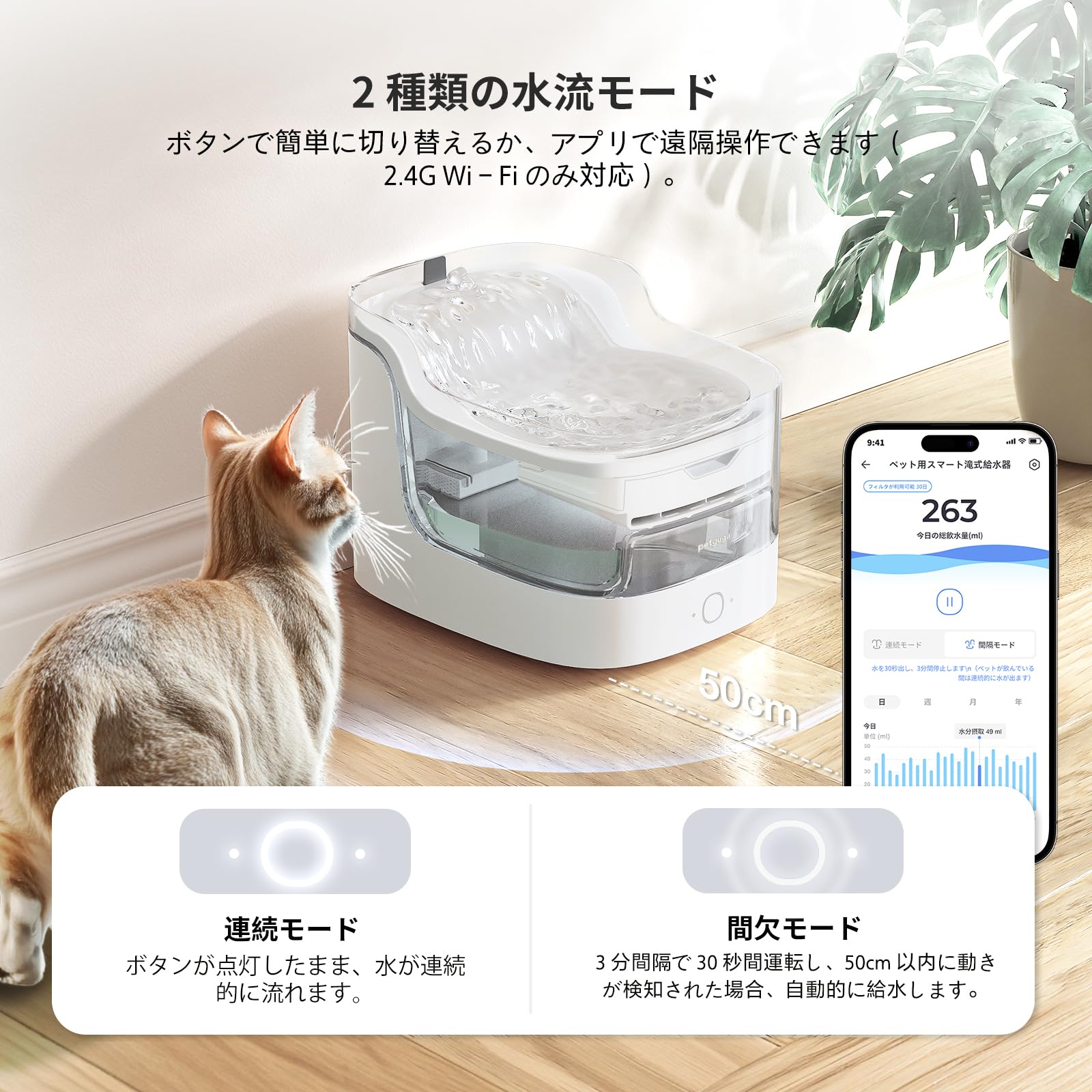 新品・未開封 Petgugu PFL1 WiFiペット用自動給水器/アプリ・2L Amazon | PETGUGU PF1L 猫用 スマートペット用自動給水器 アプリ
