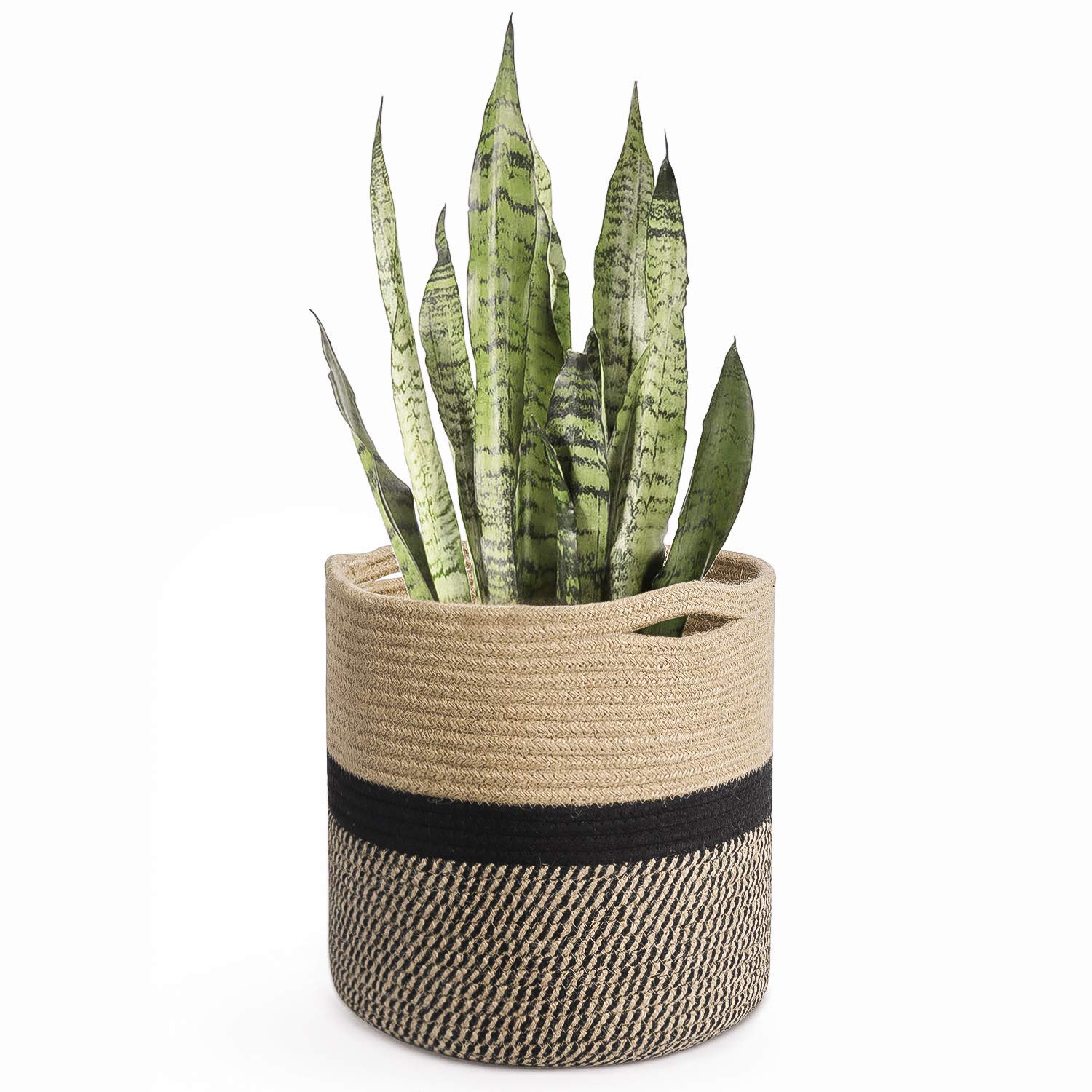 HASBY®Sturdy Jute Rope Plant Basket Modern Woven Basket for 10" Flower Pot Floor Indoor Planters, 10” x 10” Storage Organizer Basket Rustic Home Decor, Black and Beige Stripes (B0D3FW6RJY) Amazon Price History, Amazon Price Tracker