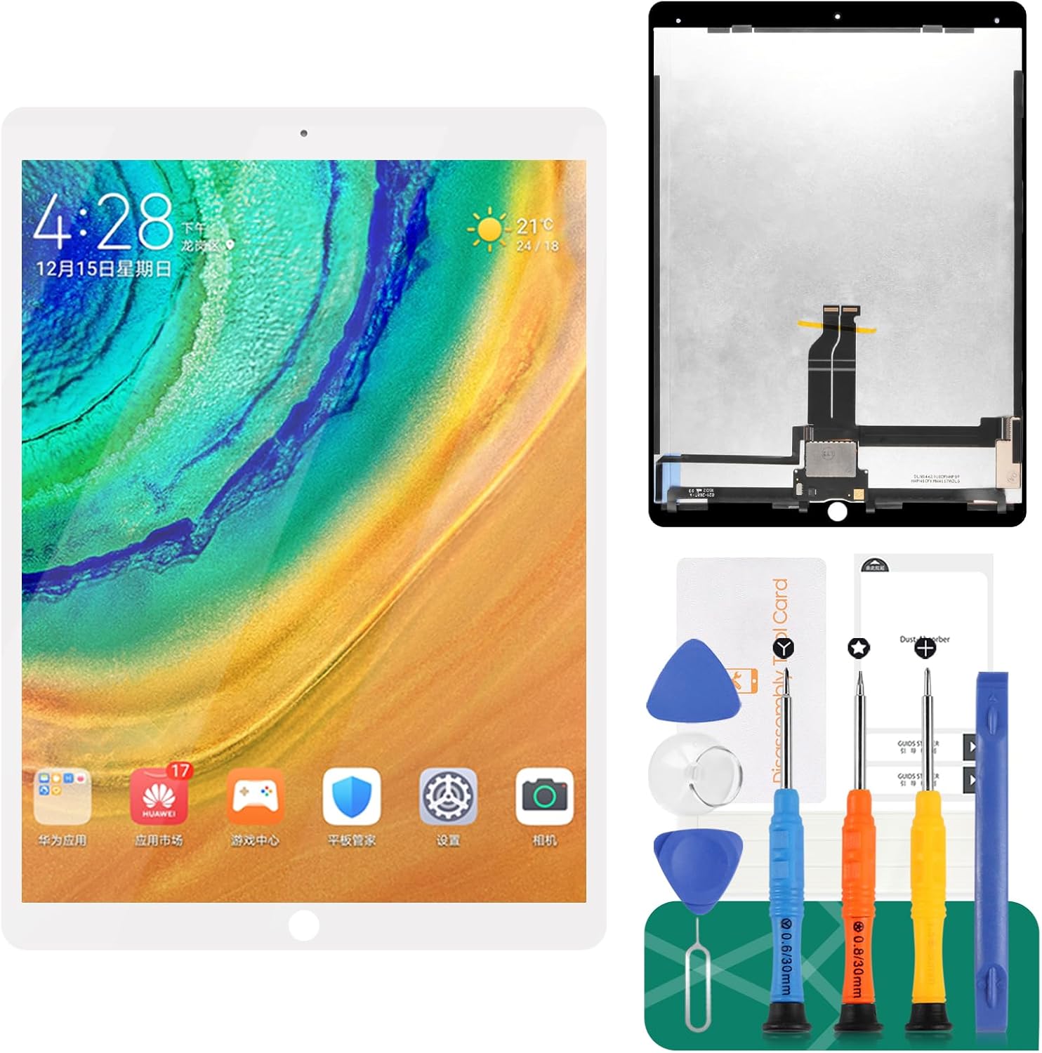 Srjtek for iPad Pro 12.9 1st (2015) A1584 A1652 Screen Replacement LCD Display Touch Screen Digitizer + IC Connector PCB Flex Cable Assembly (White)