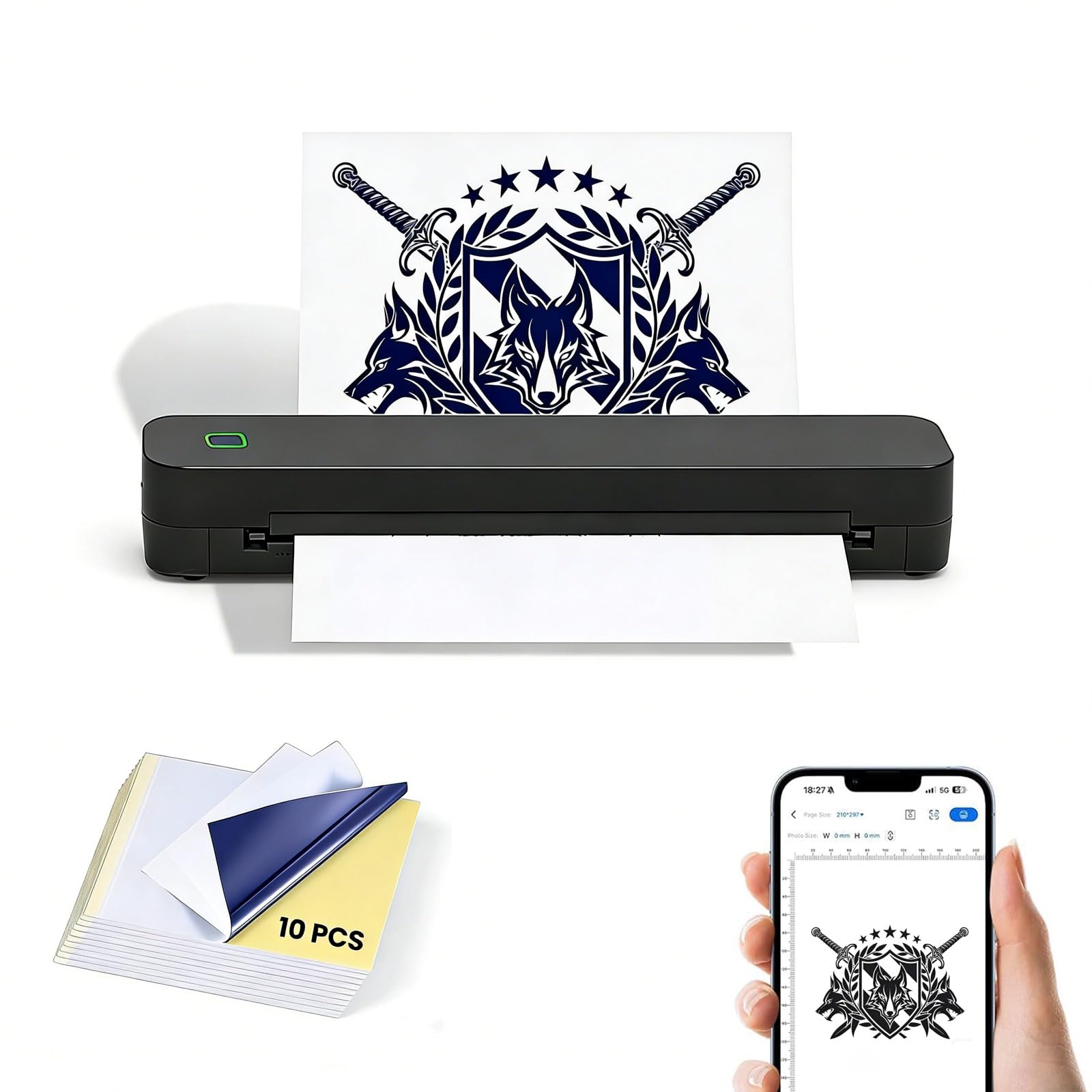 Tattoo Stencil Printer ITP05, Wireless Thermal Tattoo Printer with 20 Transfer Papers, Compatible with Android and iOS Phone/Tablet & PC, Tattoo Printers for Tattoo Artists & Beginners (Black)-image-17