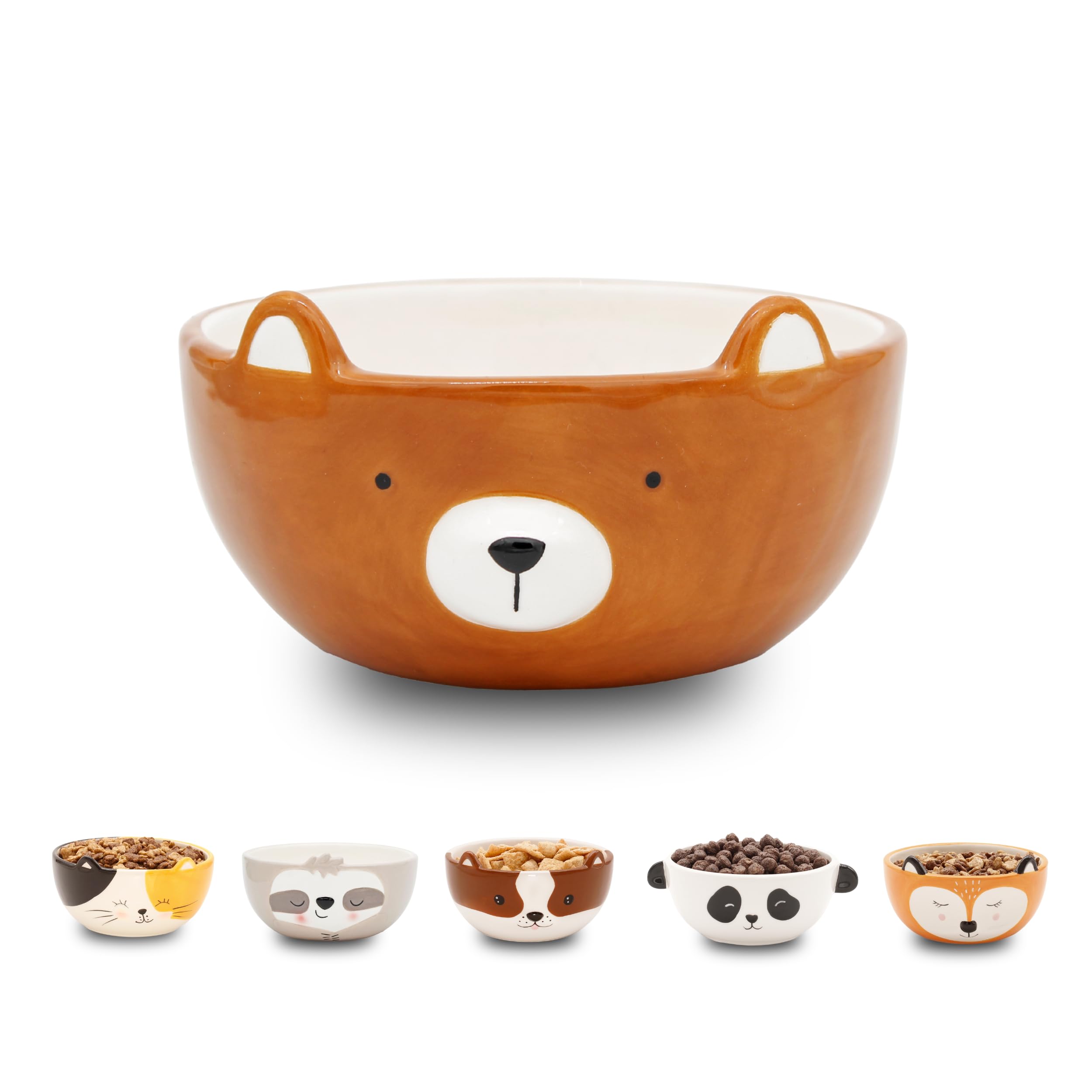 Winkee - Müslischale | Süße kleine Schüssel aus Keramik | Steingut Schale in süßem Hund Look | Geschenk für Geburtstag, Einschulung, Weihnachten, Valentinstag (Bärin)