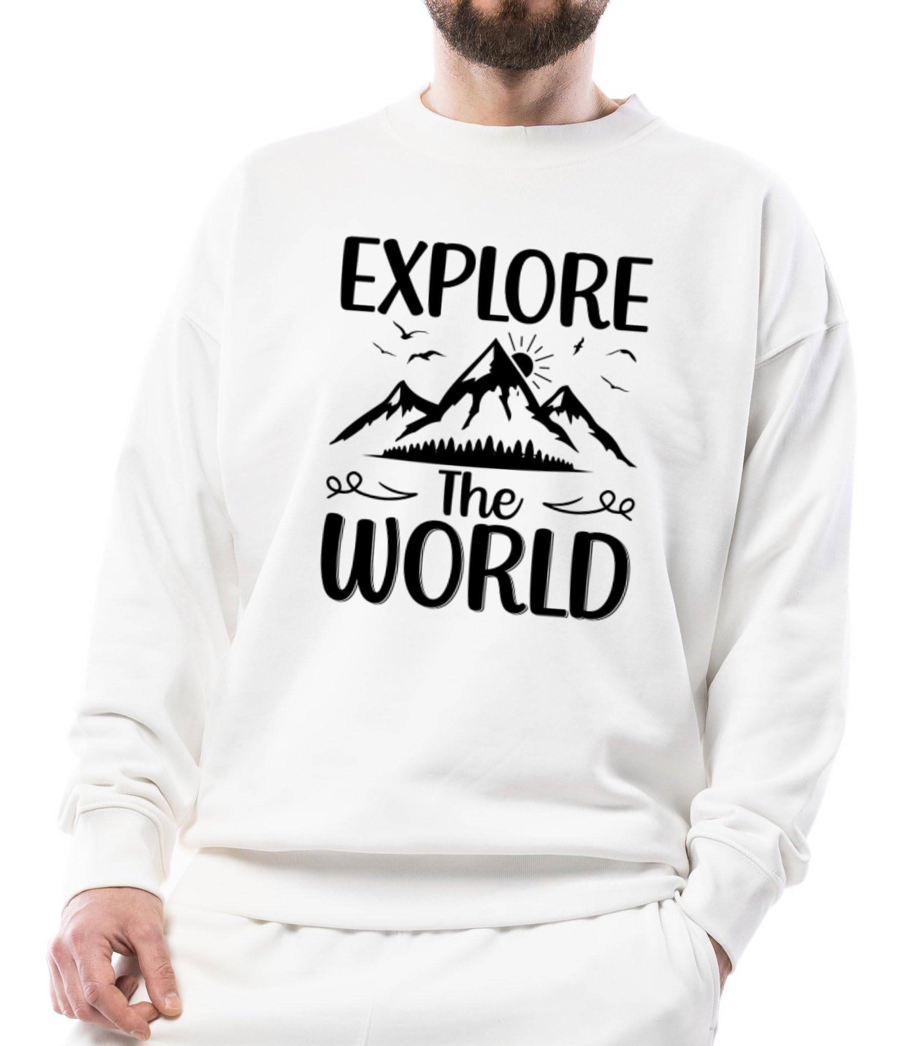 Explore The World Unisex Sweatshirt, Adventure Graphic Sweatshirt, Mountain Design Sweatshirt, Nature Lover Sweatshirt Gift, Travel Lover-image-27