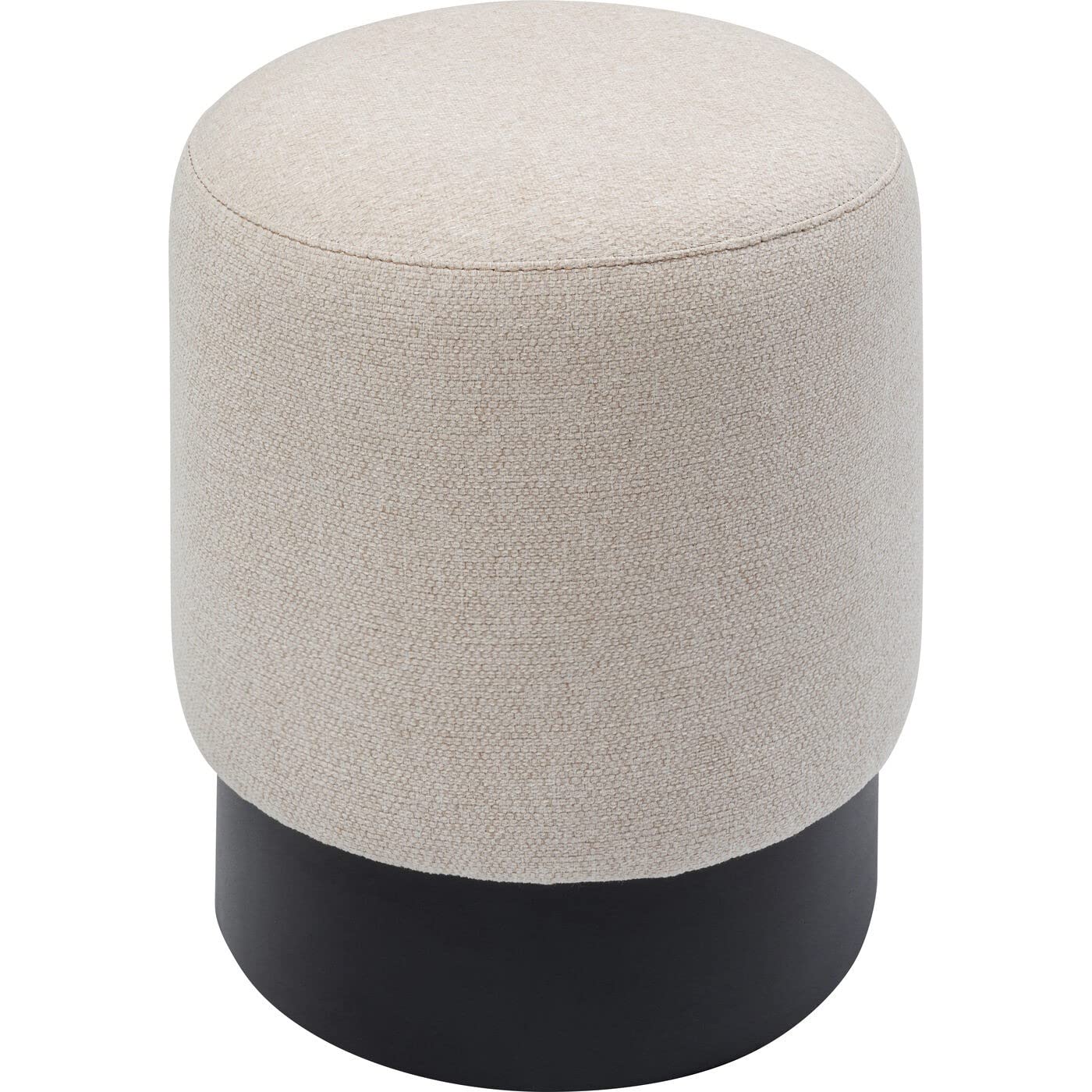 Kare Design Hocker Cherry, Creme/Schwarz, 44x37x37 cm, Sitzhocker, Ablage, Fußablage, Easy-Clean Stoff Bezug, teilweise Handarbeit, Wohnzimmer