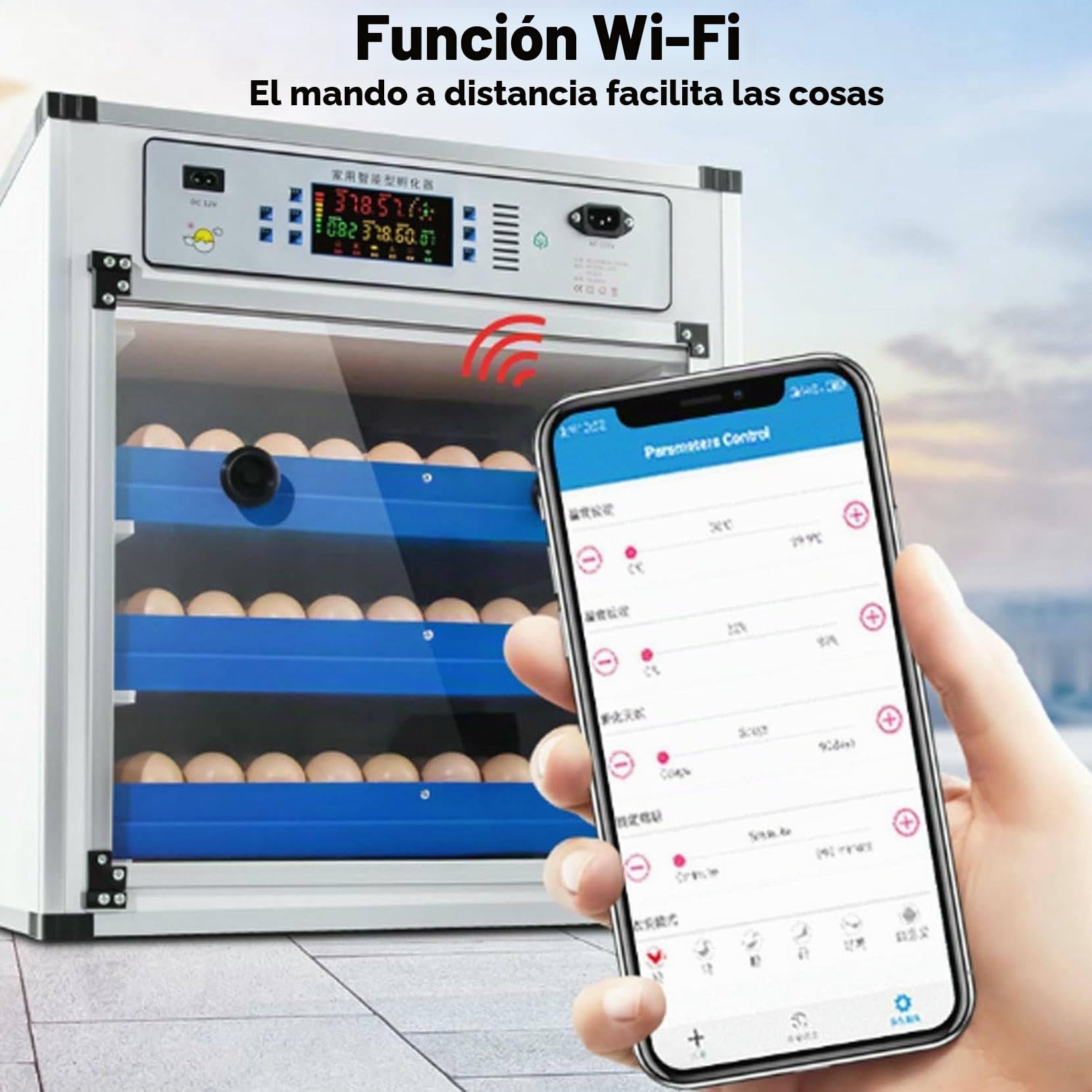 Incubadora De 136/204/372/340 Huevos con Volteador AutomáTico Y AdicióN AutomáTica De Agua, Control De Humedad Y Temperatura, FuncióN WiFi, Osciloscopio Integrado, para Aves De Corral 136Eggs
