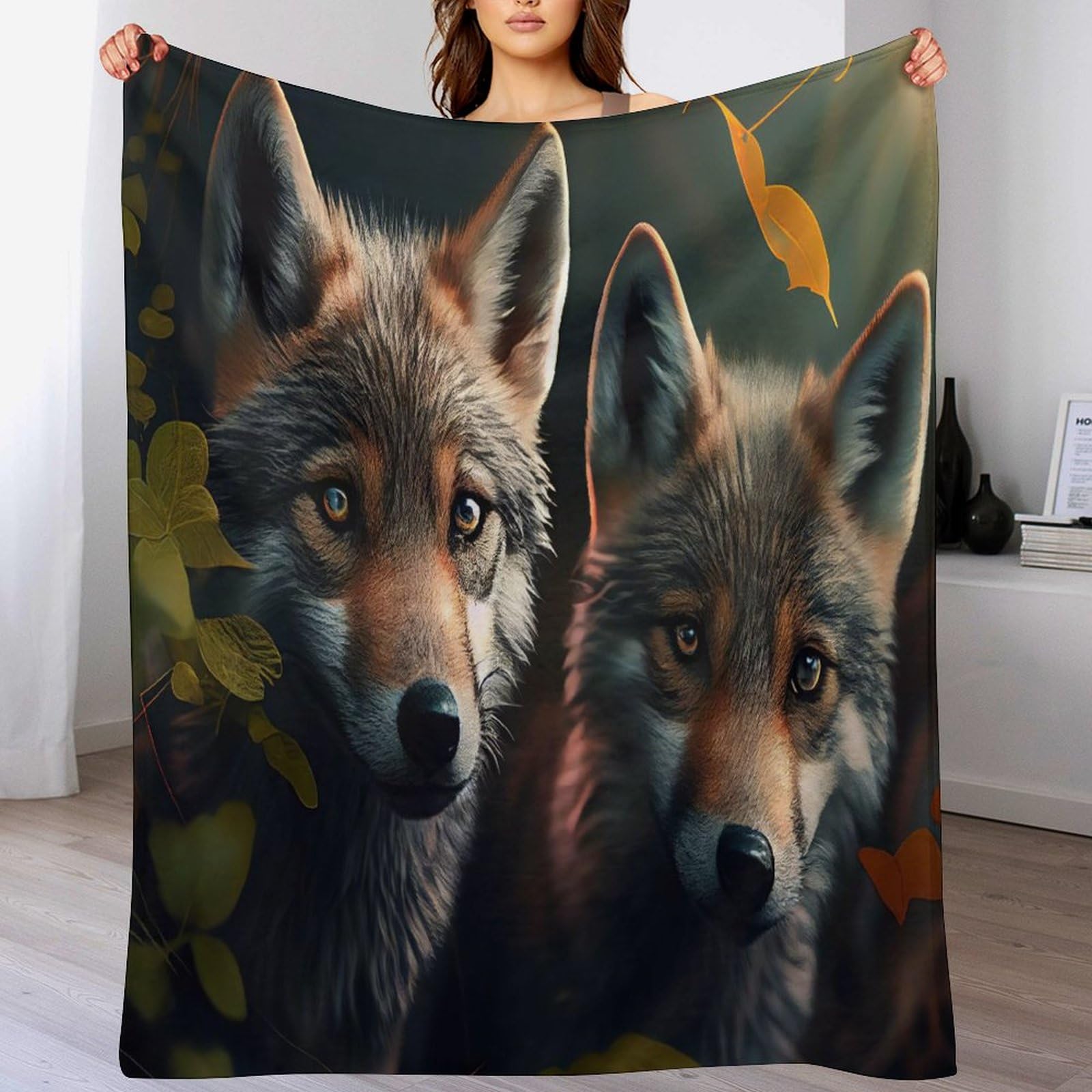Couverture loup plaid enfant et adulte en flanelle chaude 140x180
