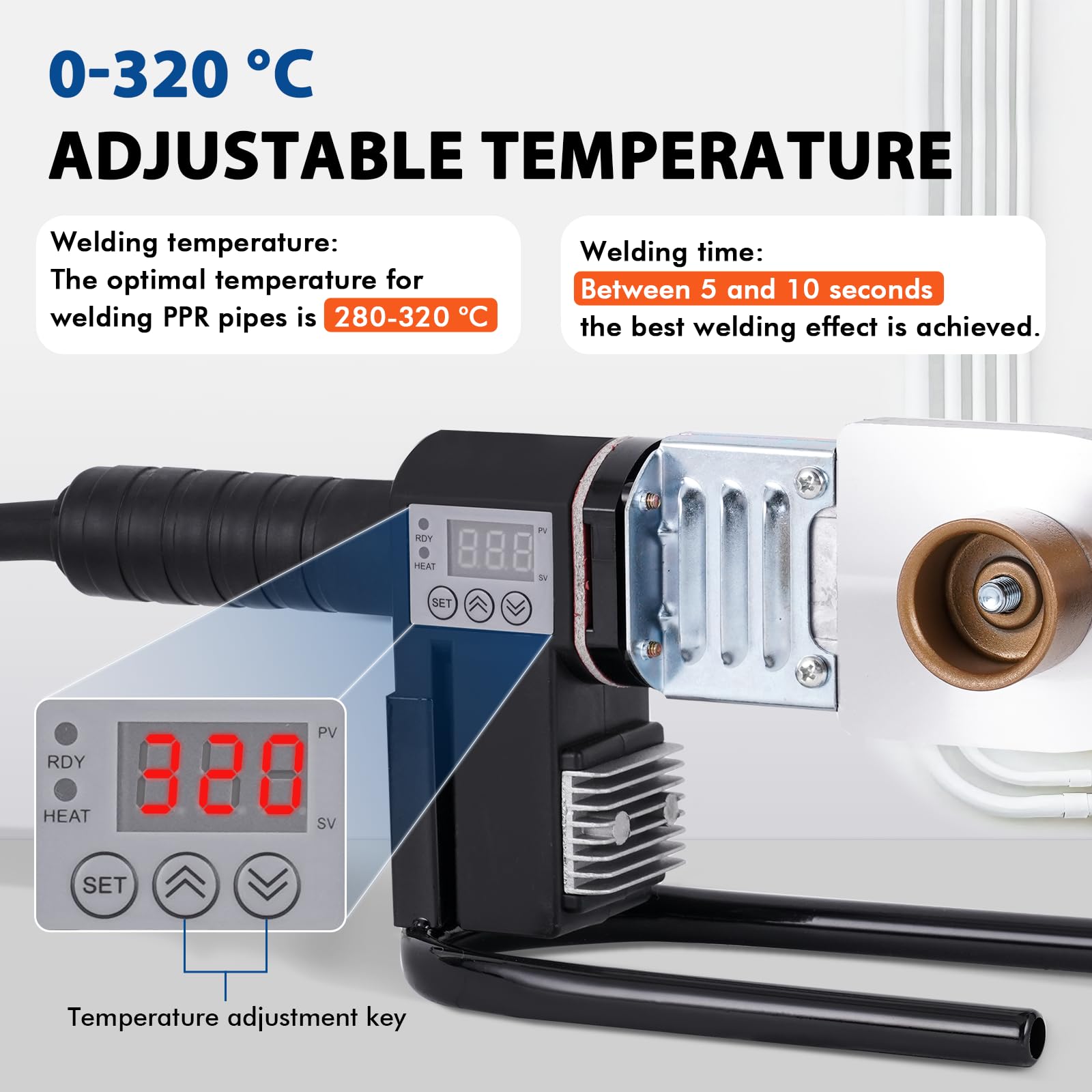 BAOSHISHAN Máquina de soldadura de tuberías1000W Soldador de fusión en caliente para tuberías de plástico 20/25/32/40/50/63mm para tuberías PPR PE PP