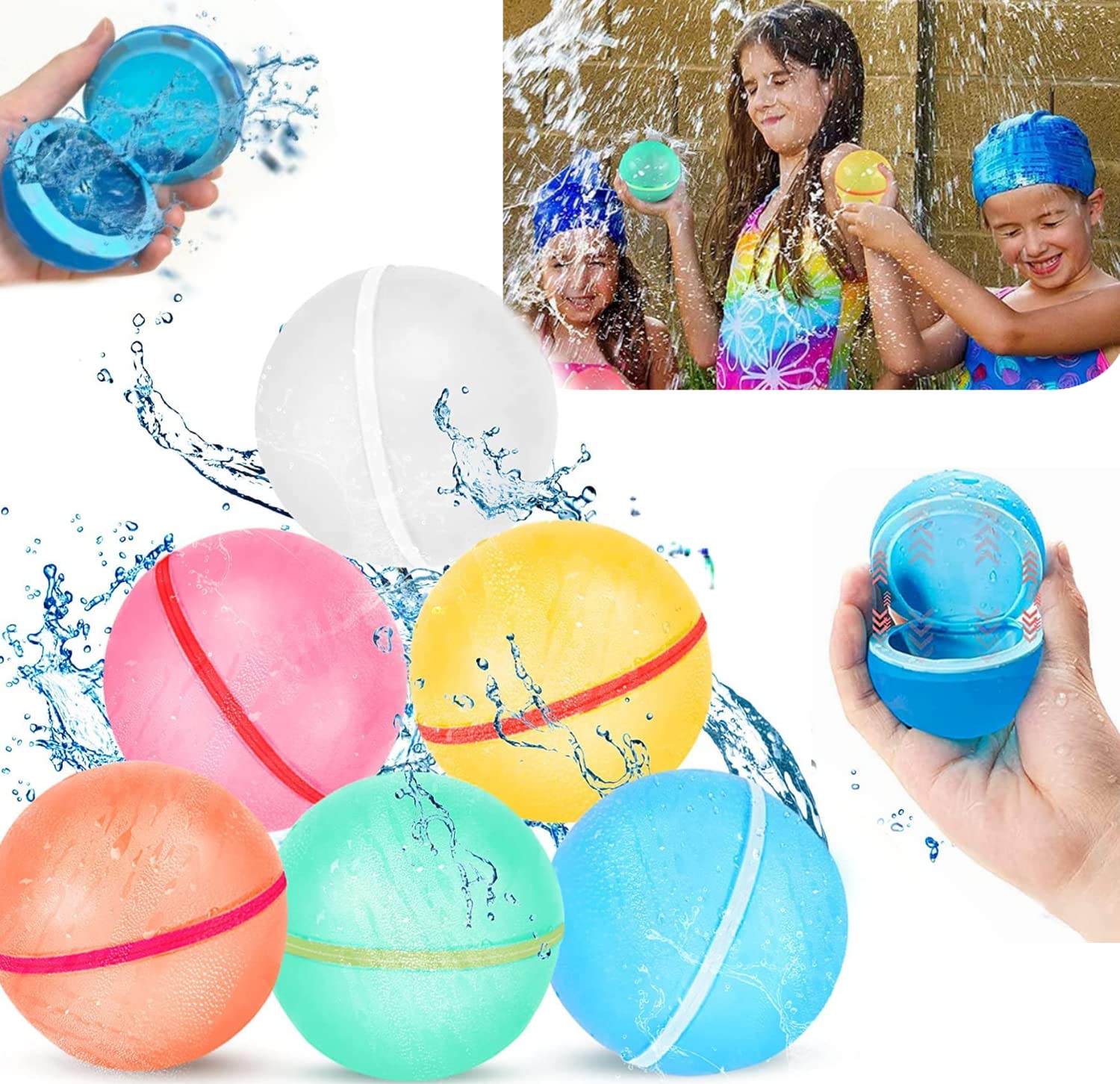 Amazon.co.jp: 水風船 スプラッシュボール 再利用可能 自動式磁気