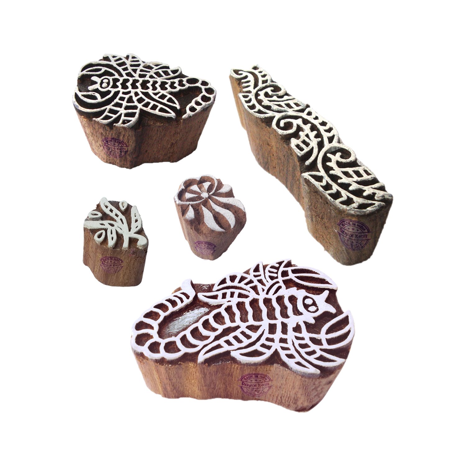 Paper Printing Stamps Attractive Scorpio Shape Wooden Blocks (Set of 5)