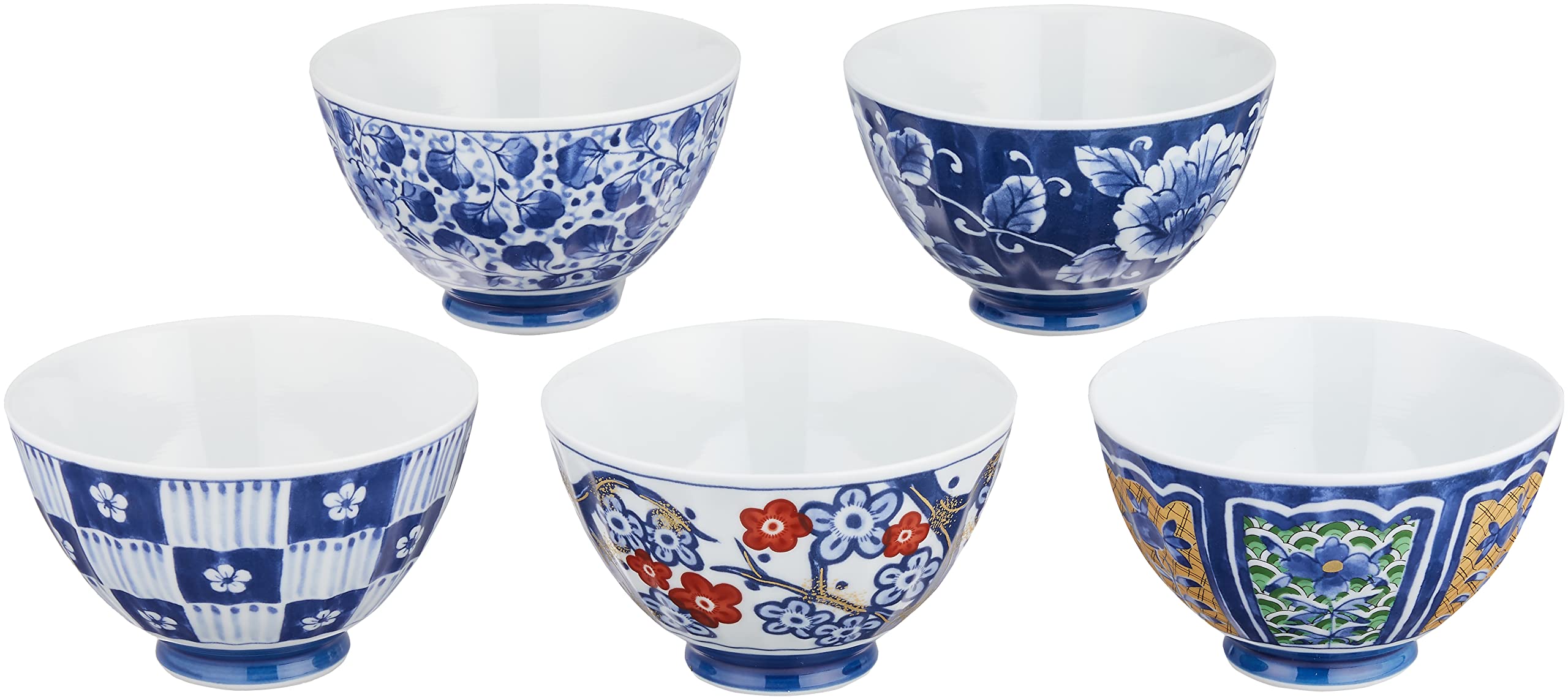 Stylish Porcelain Rice Bowl Set, 5-Piece