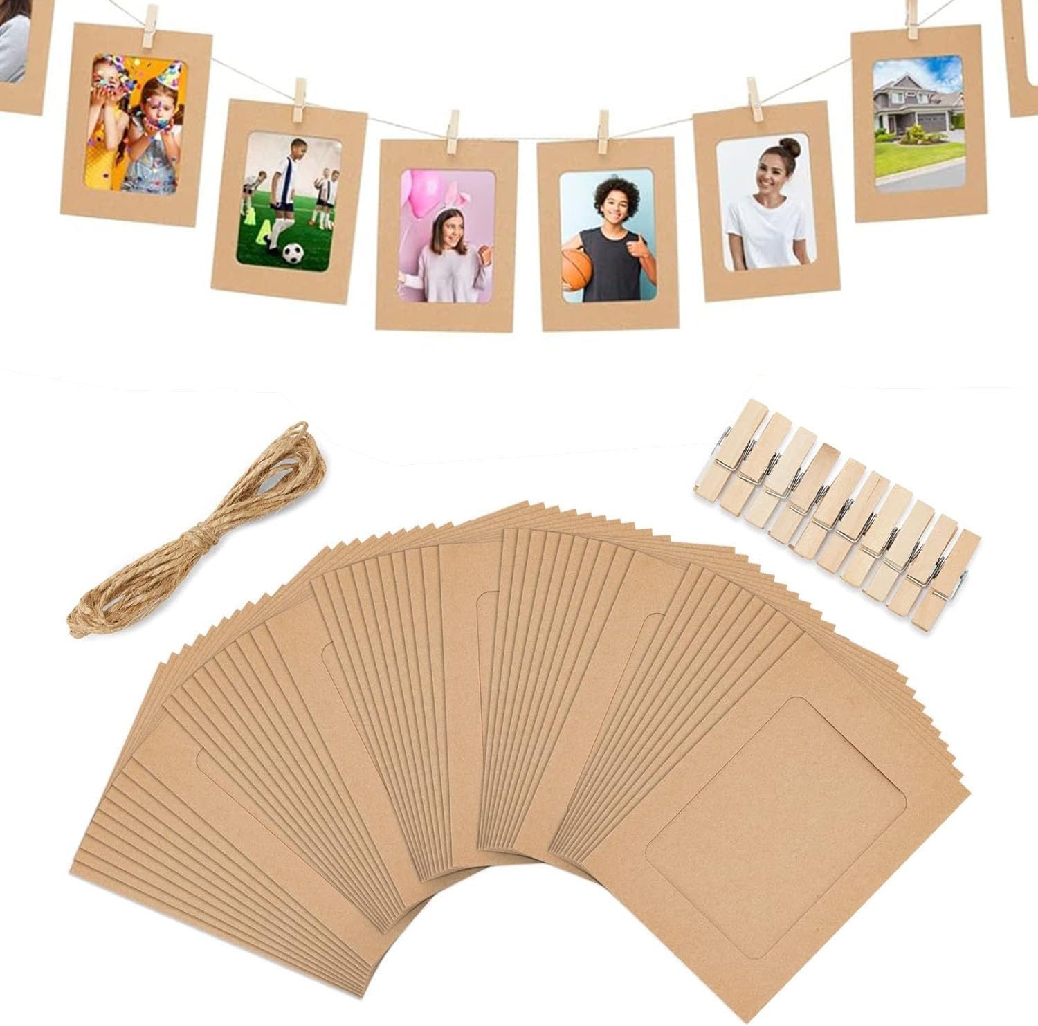 Party Propz Photo Banner with Clips (Black Colour with Wooden Clips 10 Pcs)