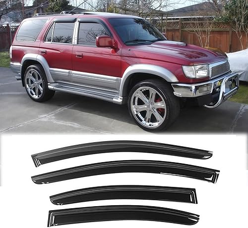 Miniatura 2 de Viseras de ventana a prueba de sol, juego de 4 protectores de repuesto para la lluvia, visera de ventana para Toyota 4Runner 94751 1996-2002