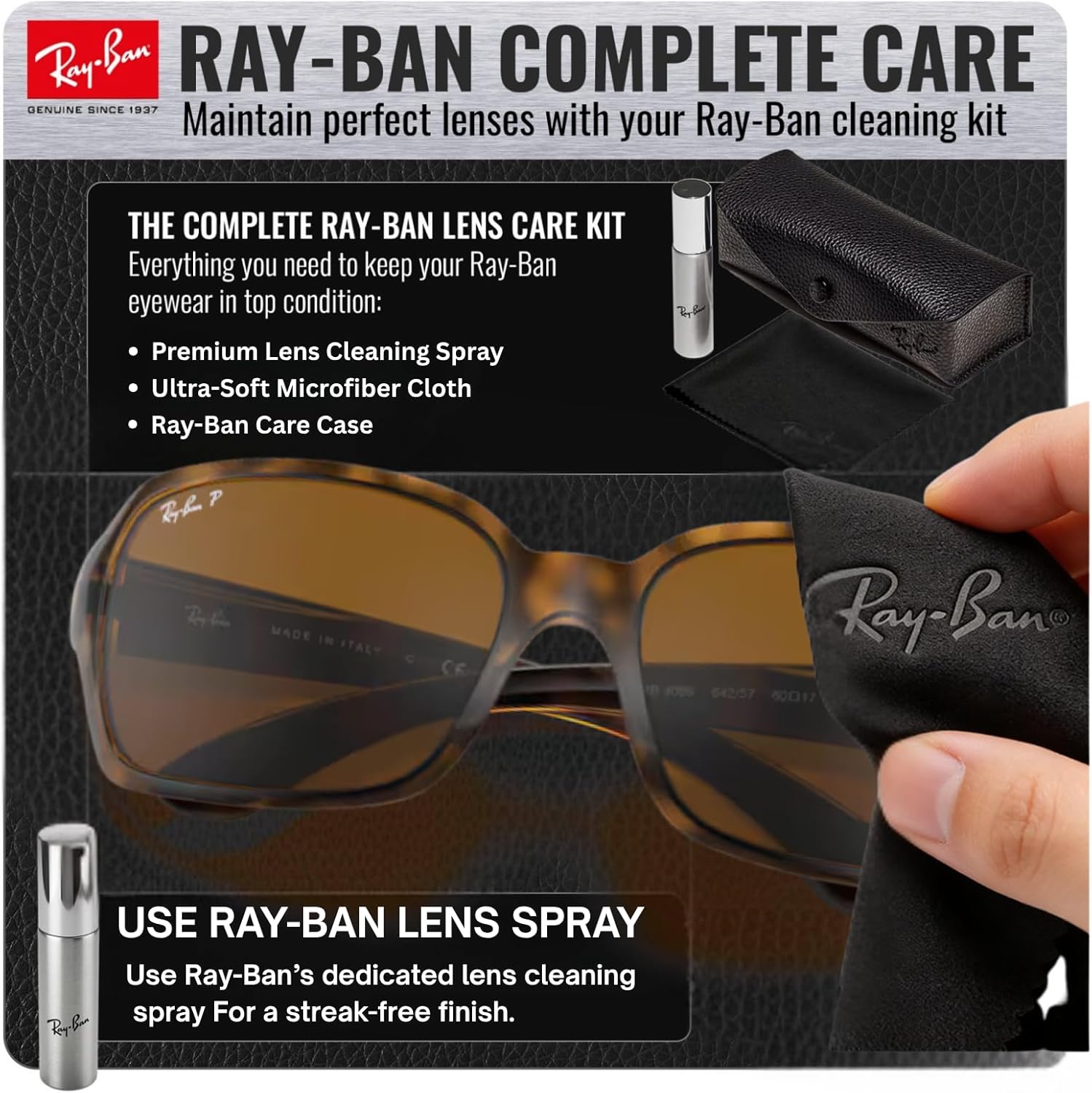 Ray-Ban RB4068 Square Shaped Sunglasses for Men & Women with Official RAYBAN Eyewear Kit
