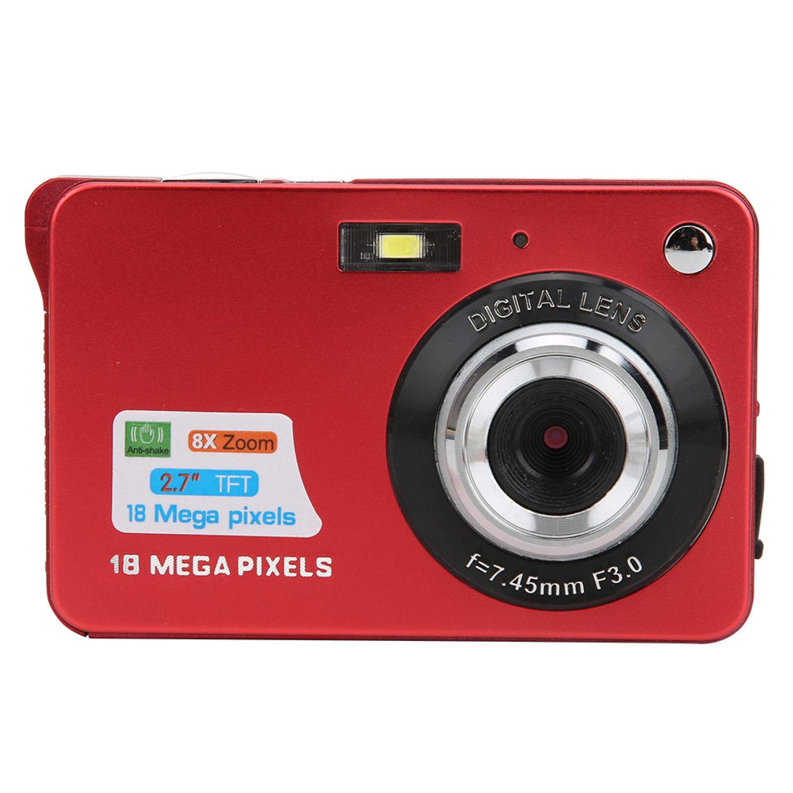 Fotocamera Digitale a Scheda, Videocamera per Vlogging Full HD LCD Ricaricabile da 2,7 Pollici, Microfono Incorporato, Videocamera Portatile Mini Point And Shoot per Bambini Studenti Adulti(red)