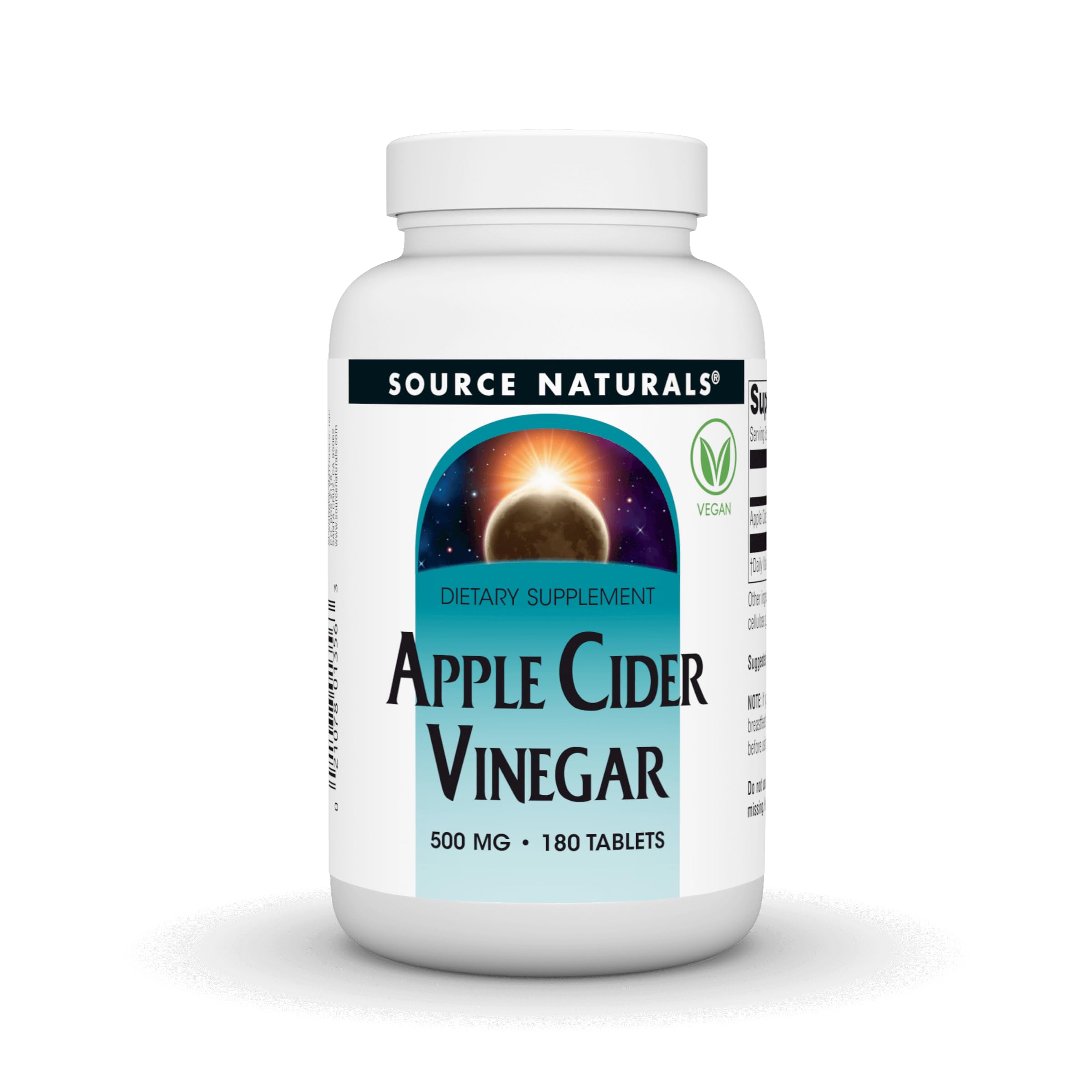 Source Naturals Apple Cider Vinegar, 500mg - 180 Vegan Tablets