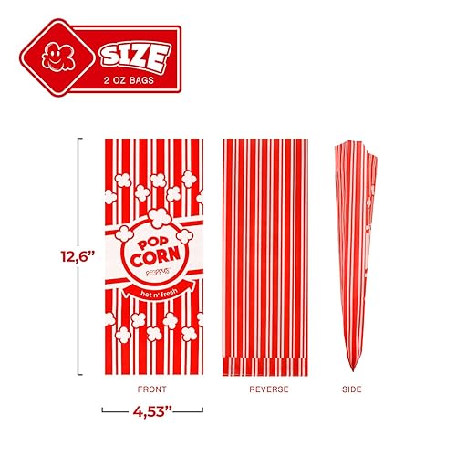 Miniatura 3 de Poppy's Paper Popcorn Bags  25 2 oz Concession-Grade Bags, Popcorn Machine Accessories for Popcorn Bars, Movie Nights, Concessions