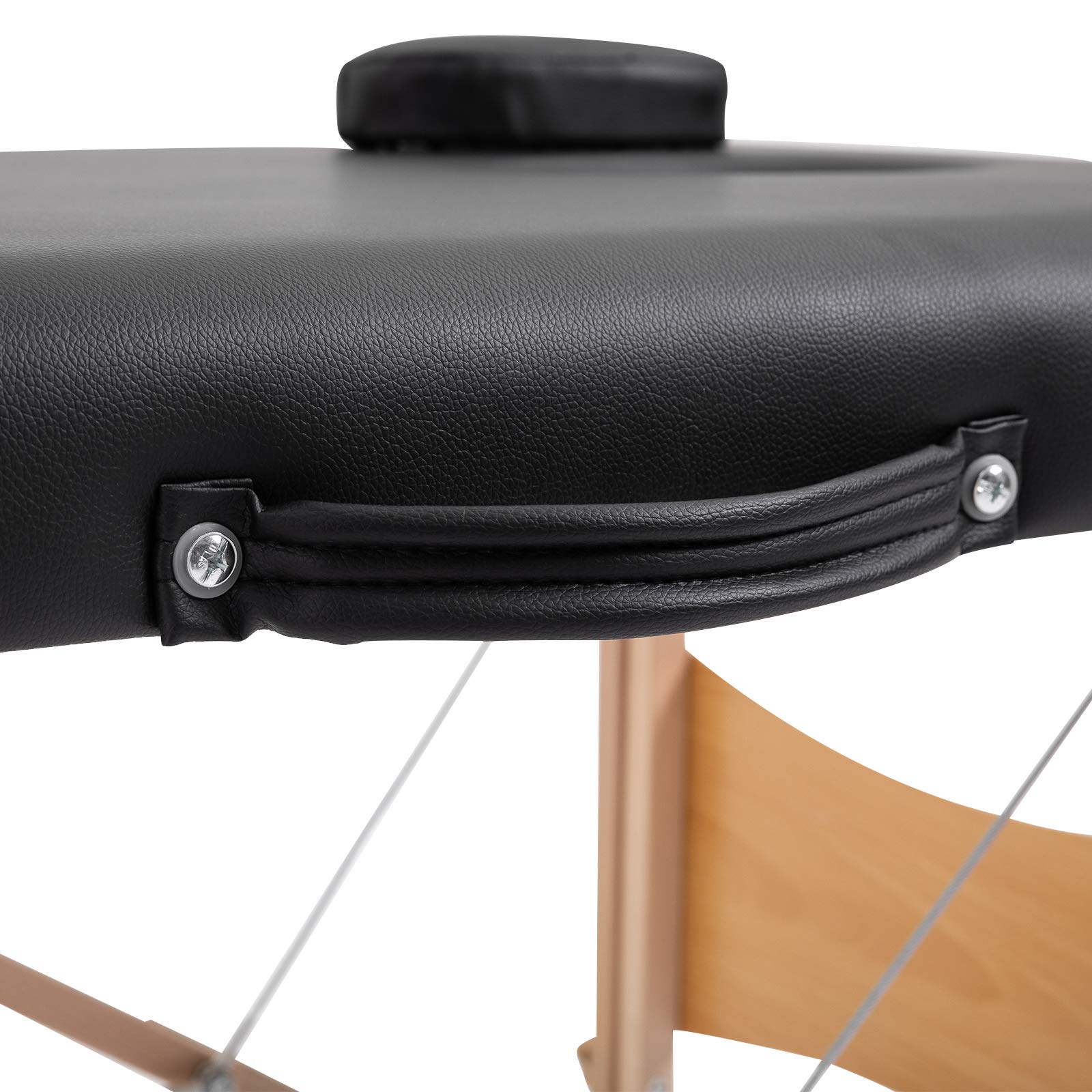 HOMCOM Massageliege 3 Zonen Klappbar Massagetisch mit Kopfstütze Armlehne Tragetasche Holzfüßen höhenverstellbare Massagebett tragbar Kosmetikliege für Tattoo Spa Salon Schwarz