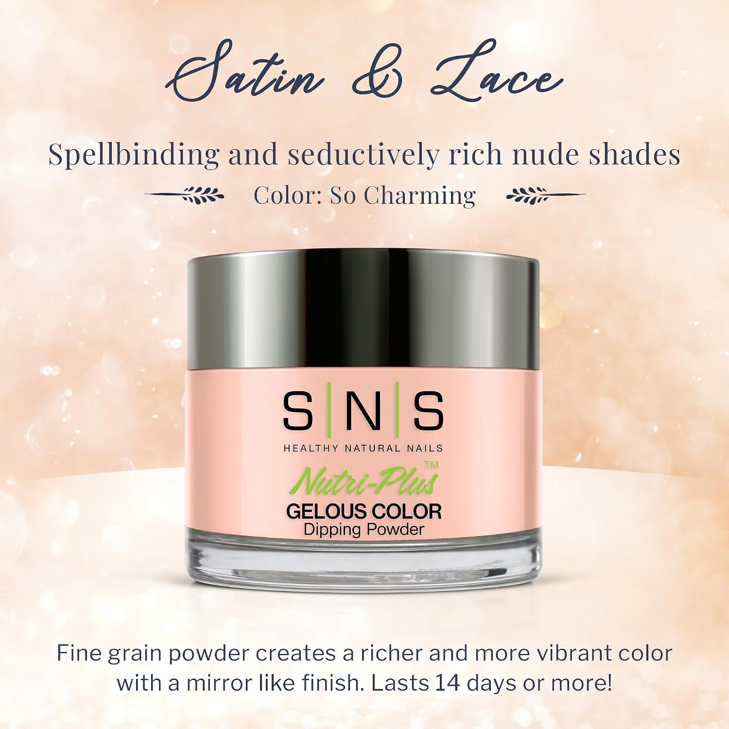 SNS Nail Dip Powder Gelous Color Dipping Powder - So Charming (Natural/Nudes, Light Beige), SL02 - Long-Lasting Acrylic Nail Color & Polish Lasts 14 Days - Low-Odor, No UV Lamp Required, 1.5 Oz