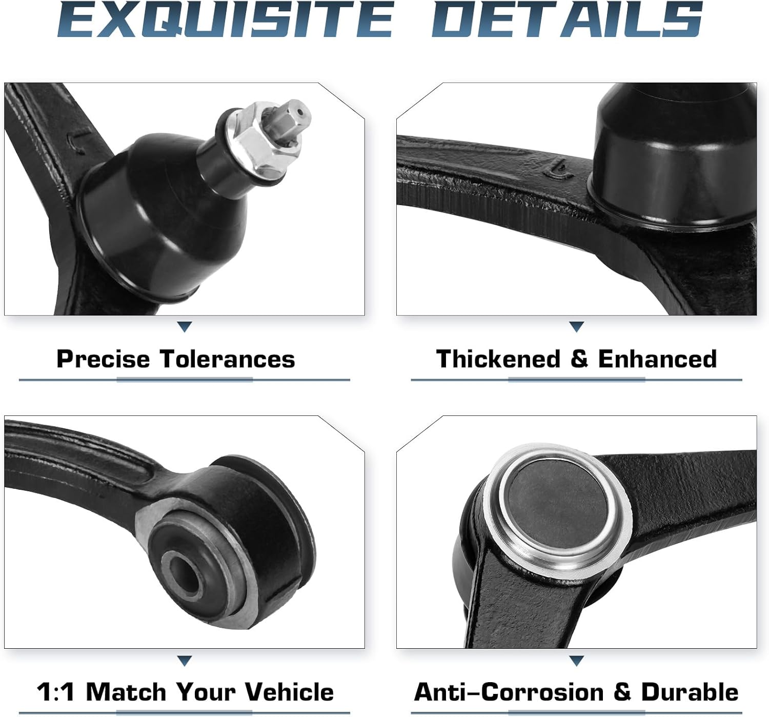 Front Upper Control Arms with Ball Joints + Sway Bars Link + Tie Rods End Replacement for Dodge Dakota Mitsubishi Raider 10 pcs Set