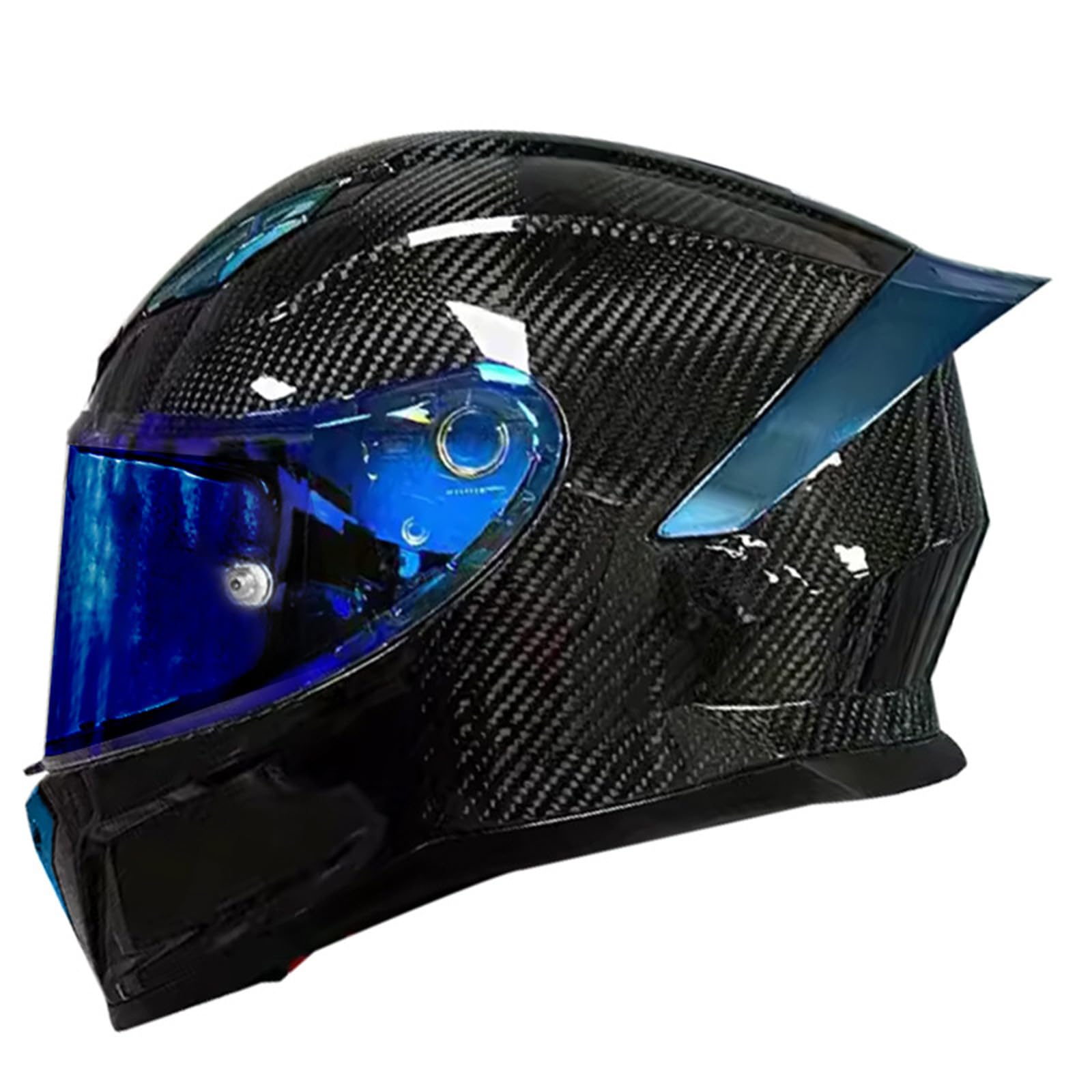 Casco de Motocicleta de Fibra de Carbono, Casco Integral de Motocicleta con ala Trasera, Casco de ciclomotor Aprobado por Dot/ECE, Casco de Bicicleta de Calle para Hombres y Mujeres