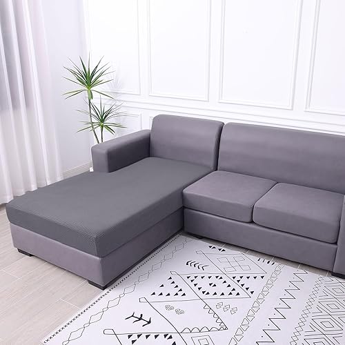 Miniatura 7 de hyha - Fundas de cojín impermeables para sofá modular, fundas de cojín de sofá en forma de L, tela jacquard gruesa, funda de diván con parte