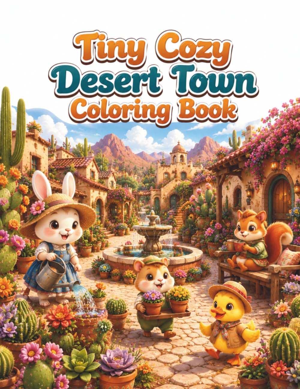 Tiny Cozy Desert Town Coloring Book: Cute and Easy Coloring Pages Featuring Adorable Animal Neighbors, Charming Desert Cottages, Cactus Gardens, ... Cottagecore Scenes for Adults and Teens