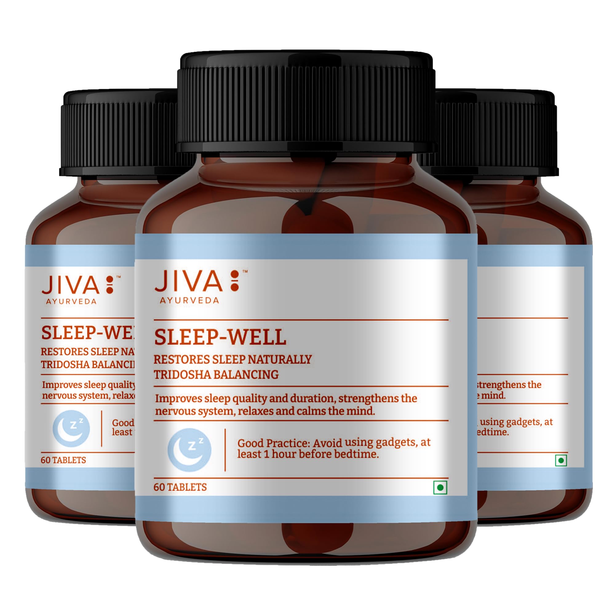 Jiva Sleep Well Tablet | Made of 100% Ayurvedic Formulation With Natural Herbs | Restores Natural Sleep | Non-Addictive | Strengthens Nervous System - 60 Tablets (Pack of 3)