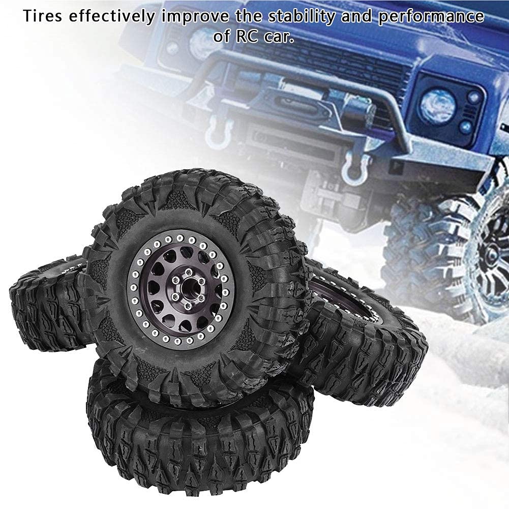 EVGATSAUTO 2.2 Beadlock, 2.2 Beadlock und -Reifen, 4-teiliges RC-Crawler-Gummireifen-Metallradnaben-Zubehör, Passend für 1/10 RC-Car 2,2 Zoll (Ti-Farbe)