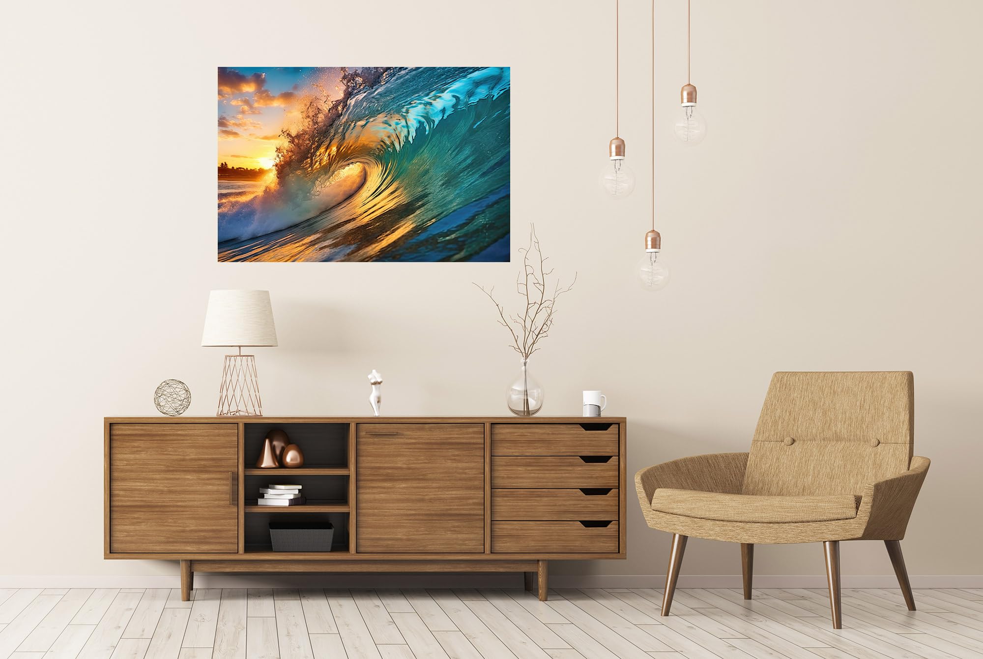 islandburner XXL - Poster a forma di onda con tubo di acqua limpida e grande onda Oean Wave Tube paesaggio