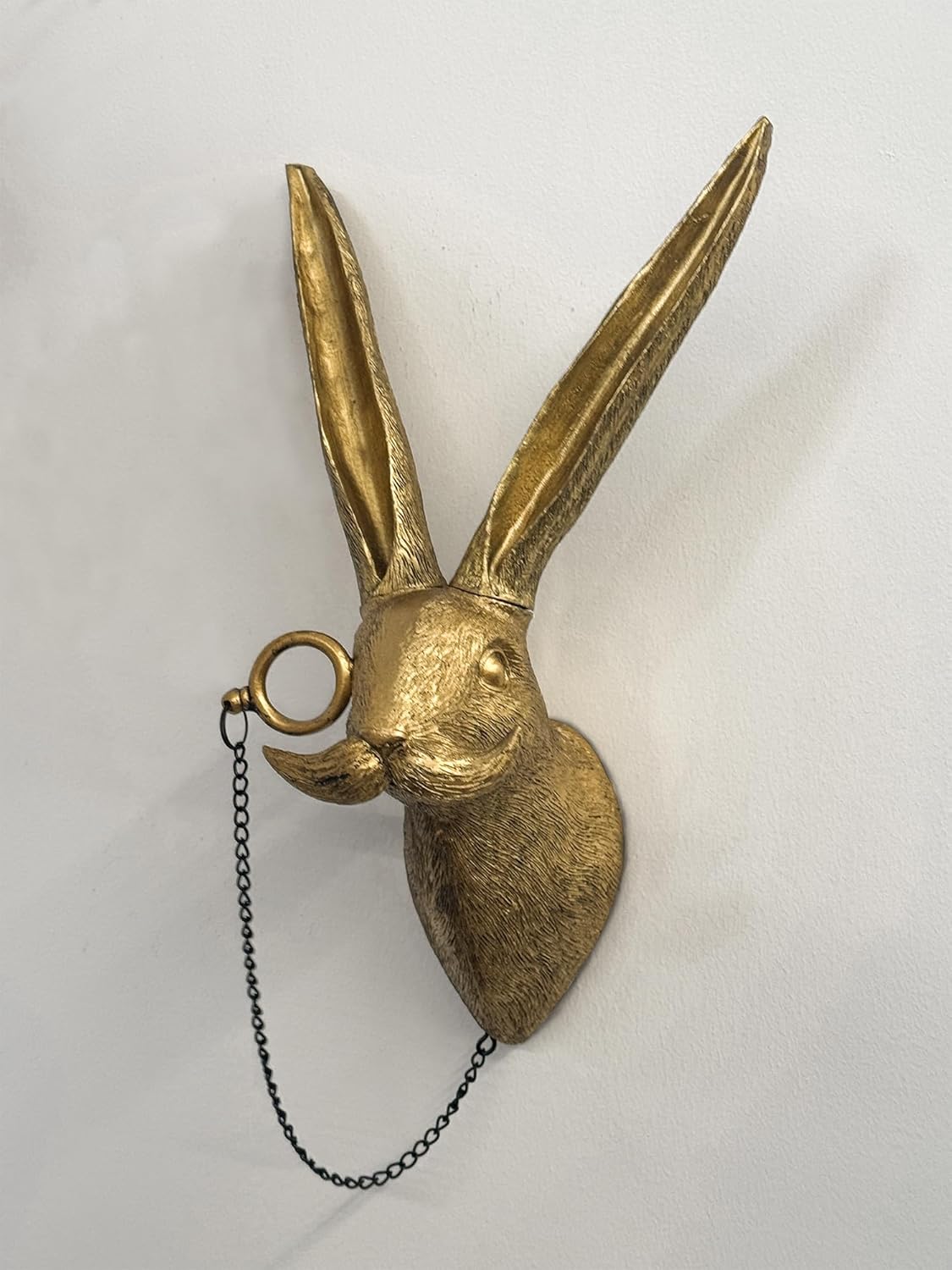 Juedawyal Rabbit Head Resin Animal Wall Mount Art Decor Bronzed Bunny Wall Hanging Ornaments Vintage Art Wall Sculptures Home Decoration for Bedroom Holiday Gifts