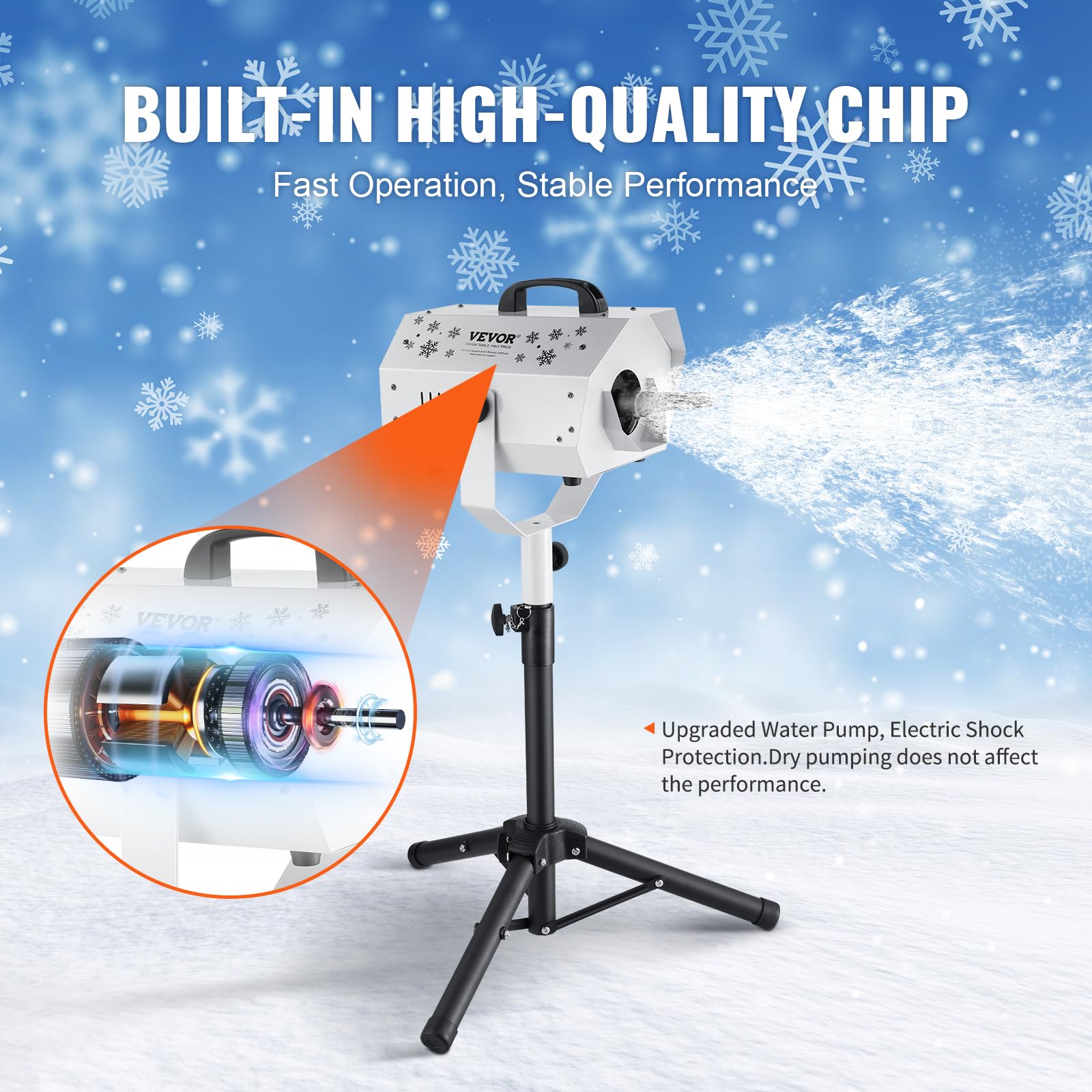 VEVOR Macchina per Neve 1200 W, Macchina per Produrre Neve con Supporto Regolabile, Macchina per Fiocchi di Neve con Telecomando Wireless, Macchina per Neve Finta per Feste di Natale Matrimoni