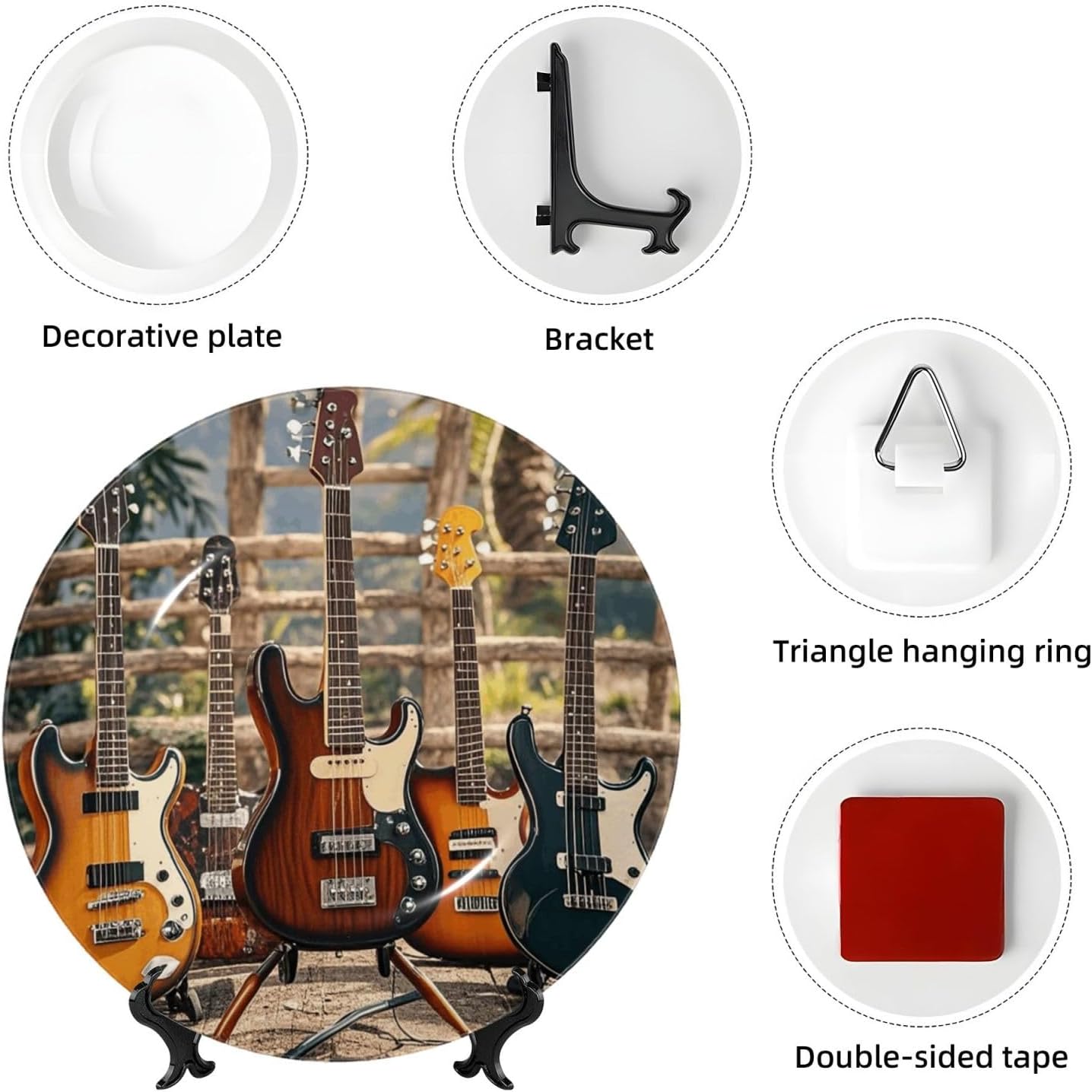 Decorative Plate Art Crafts Bone China Decorative Plate with Display Rack Souvenir Wall Decor Ceramic Ornaments Dinner Plates Ceramic Decoratives Plates for Home Office 10in