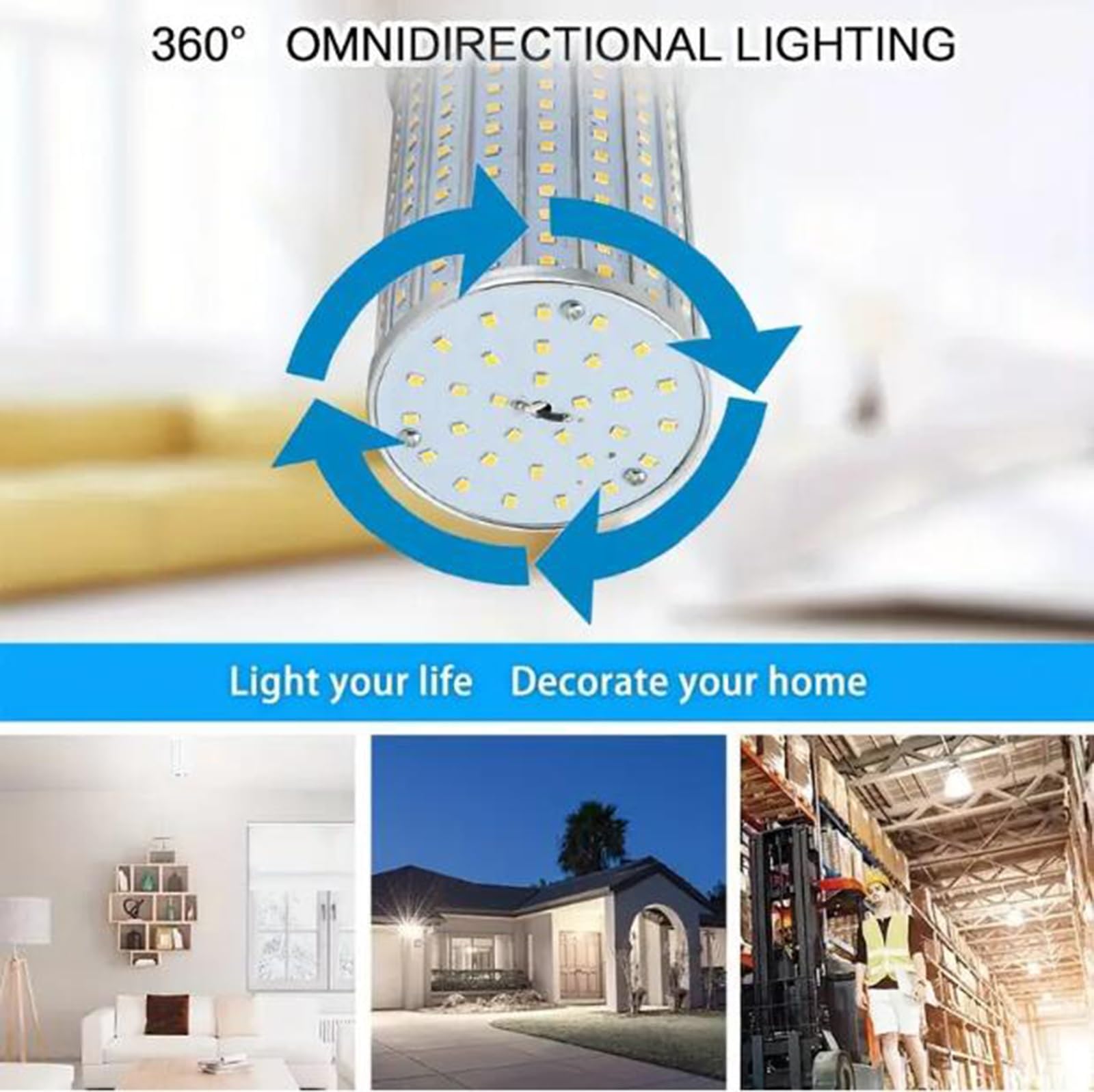 Bombilla LED E27 80w Equivalente 1000w Iluminación Bombillas Sin Parpadeo Ahorro Energía Para Iluminación Exterior Zonas Calles Almacenes Estacionamientos(E27 80W cool white 6500K,4pcs)