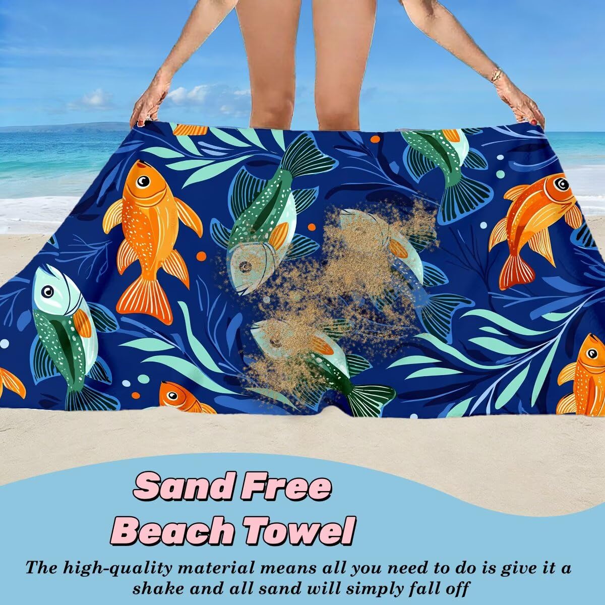 Ręcznik plażowy XXL, 100 x 200 cm, zestaw 2 szt., z mikrofibry, ręcznik plażowy w kształcie ryby, szybkoschnący, do sauny, fitness, bez piasku, ręcznik plażowy, do sauny, duży ręcznik kąpielowy